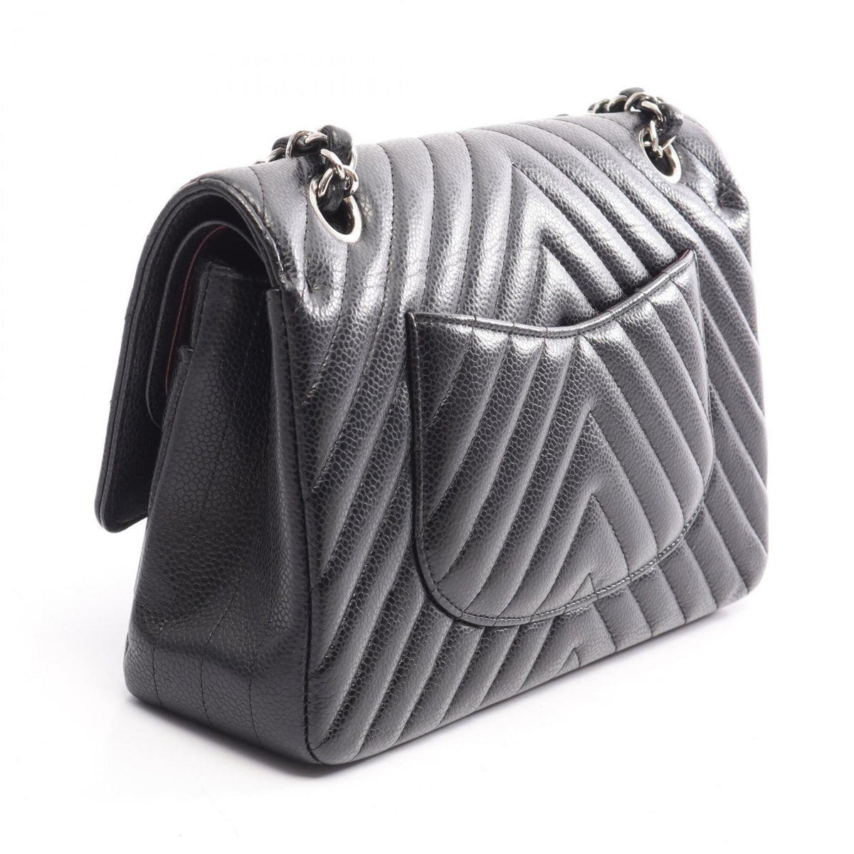 Chanel Black Grained Calfskin Handbag Shoulder Bag (Pre-Owned)