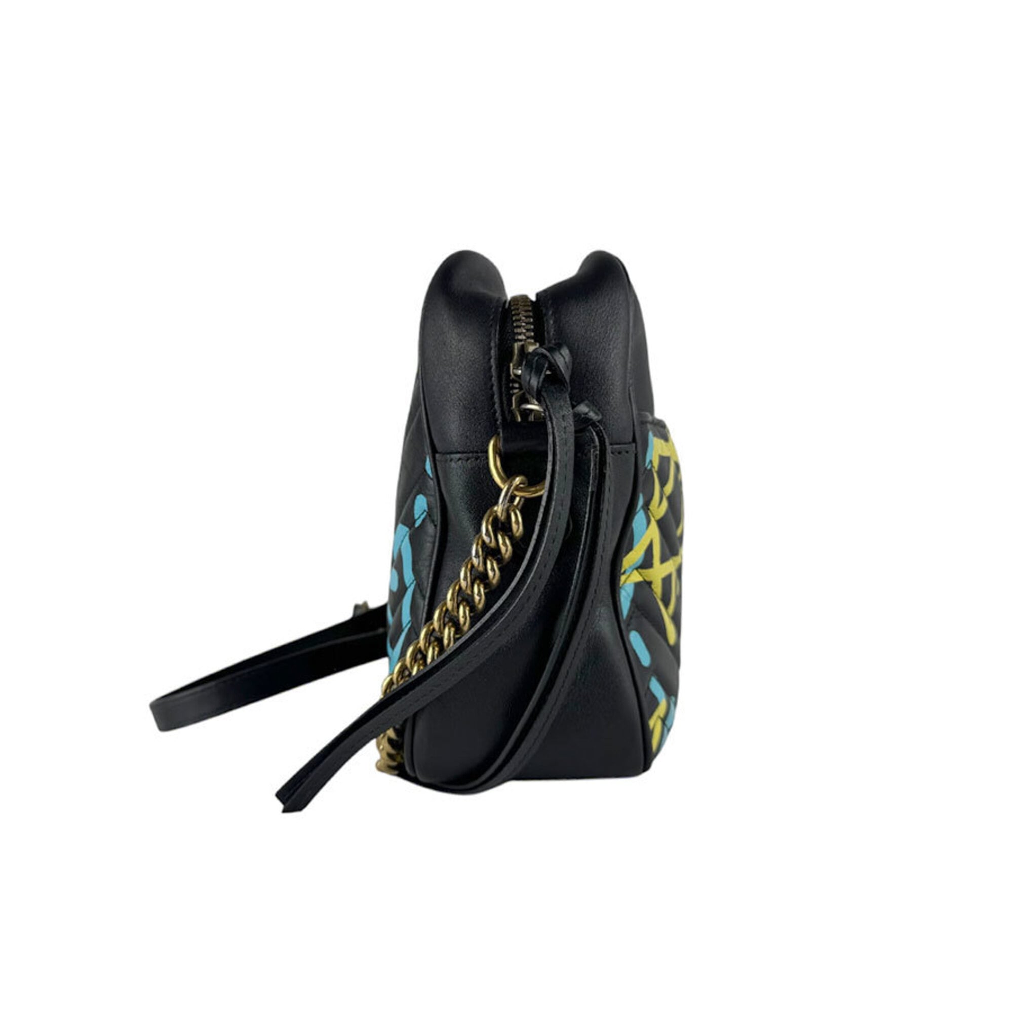 Gucci Black Blue Yellow Leather Shoulder Bag (Pre-Owned)