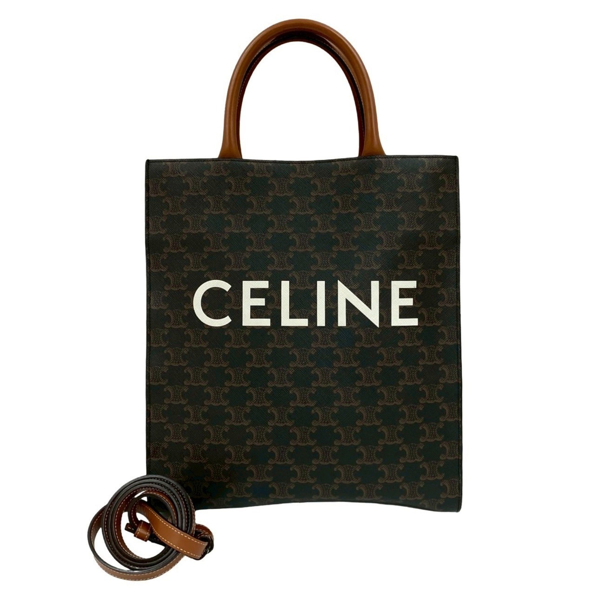 Celine Black Brown Leather Pvc Handbag Shoulder Bag (Pre-Owned)