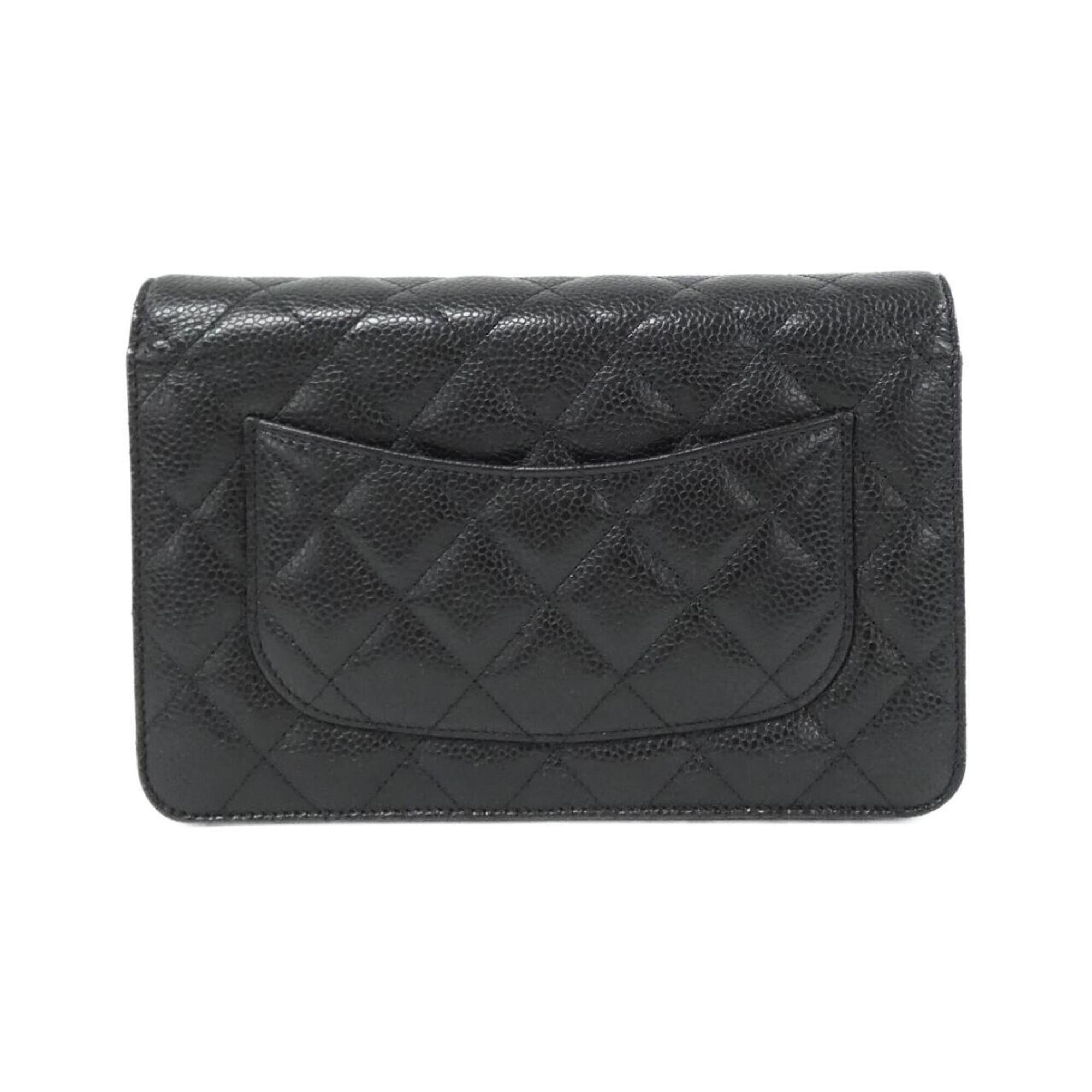 Chanel Black Bordeaux Grained Calfskin Chain/Shoulder Wallet (Pre-Owned)