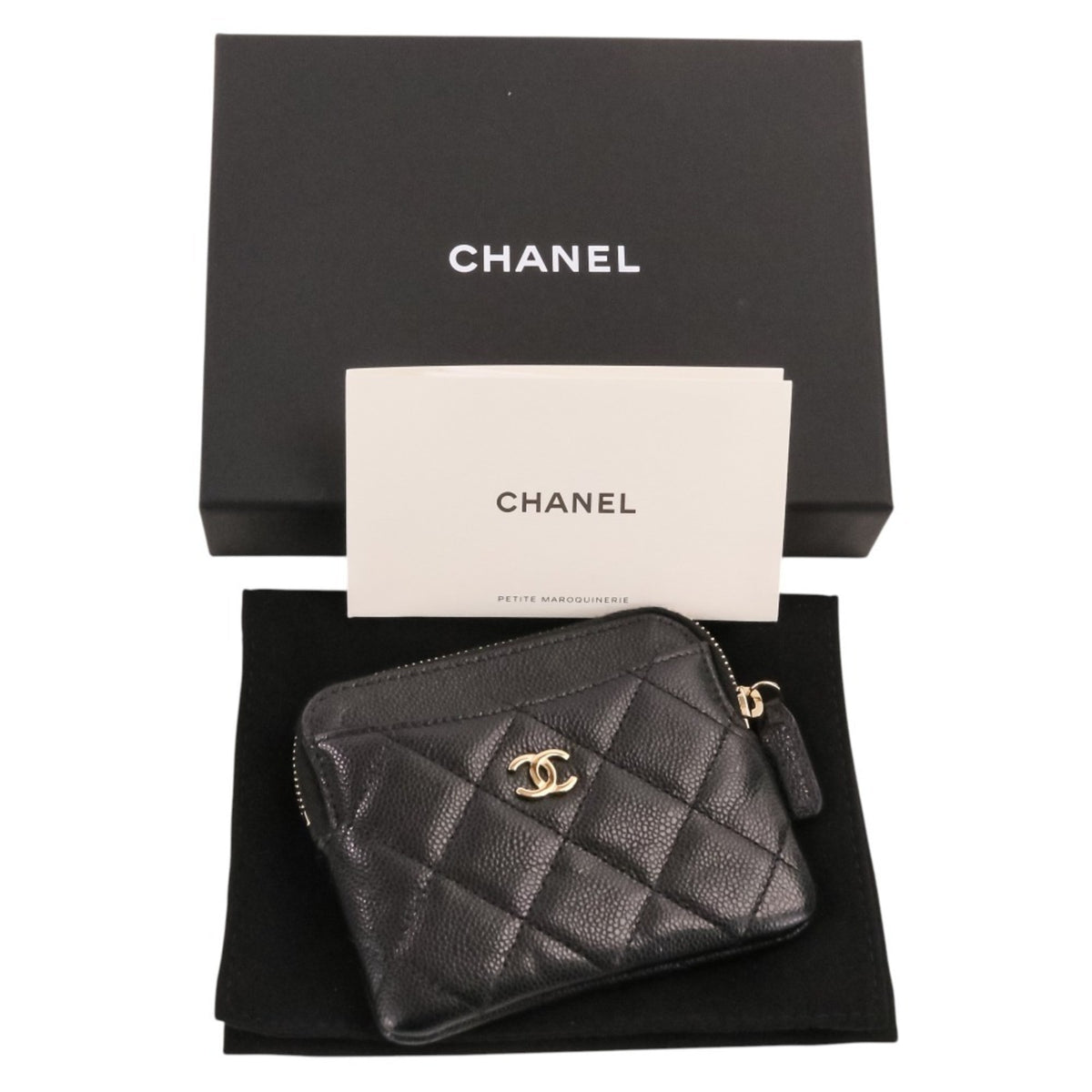 Chanel Black Grained Calfskin Coin Purse/Coin Case (Pre-Owned)