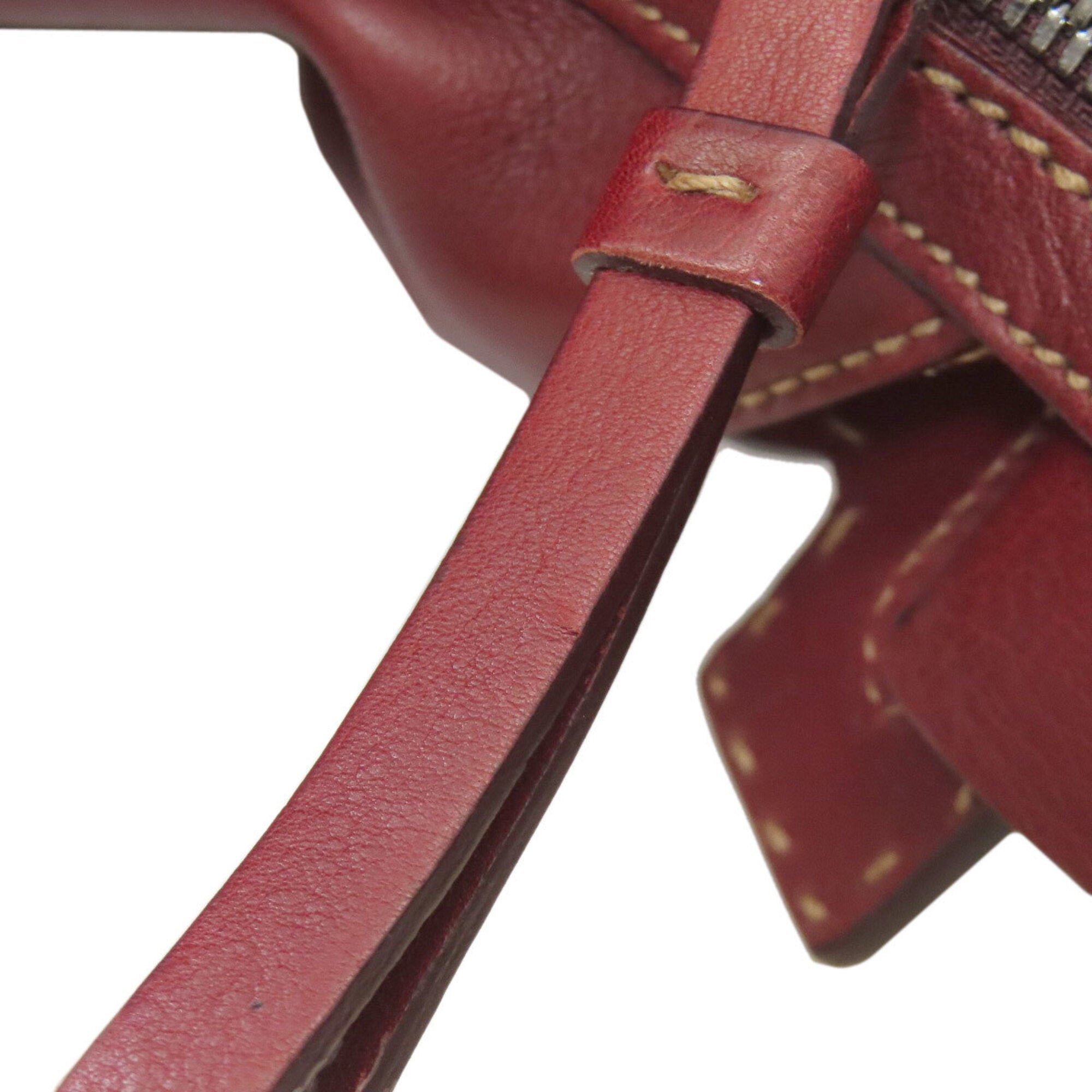 Salvatore Ferragamo Bordeaux Leather Shoulder Bag (Pre-Owned)