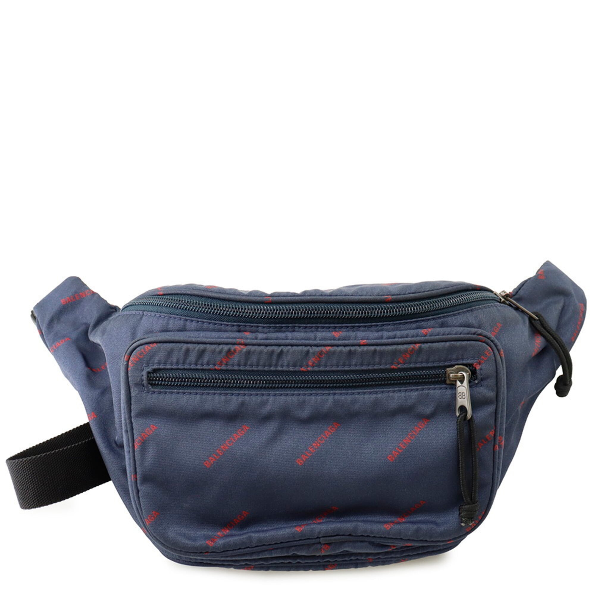 Balenciaga Navy Red Color Nylon Sling Bag (Pre-Owned)