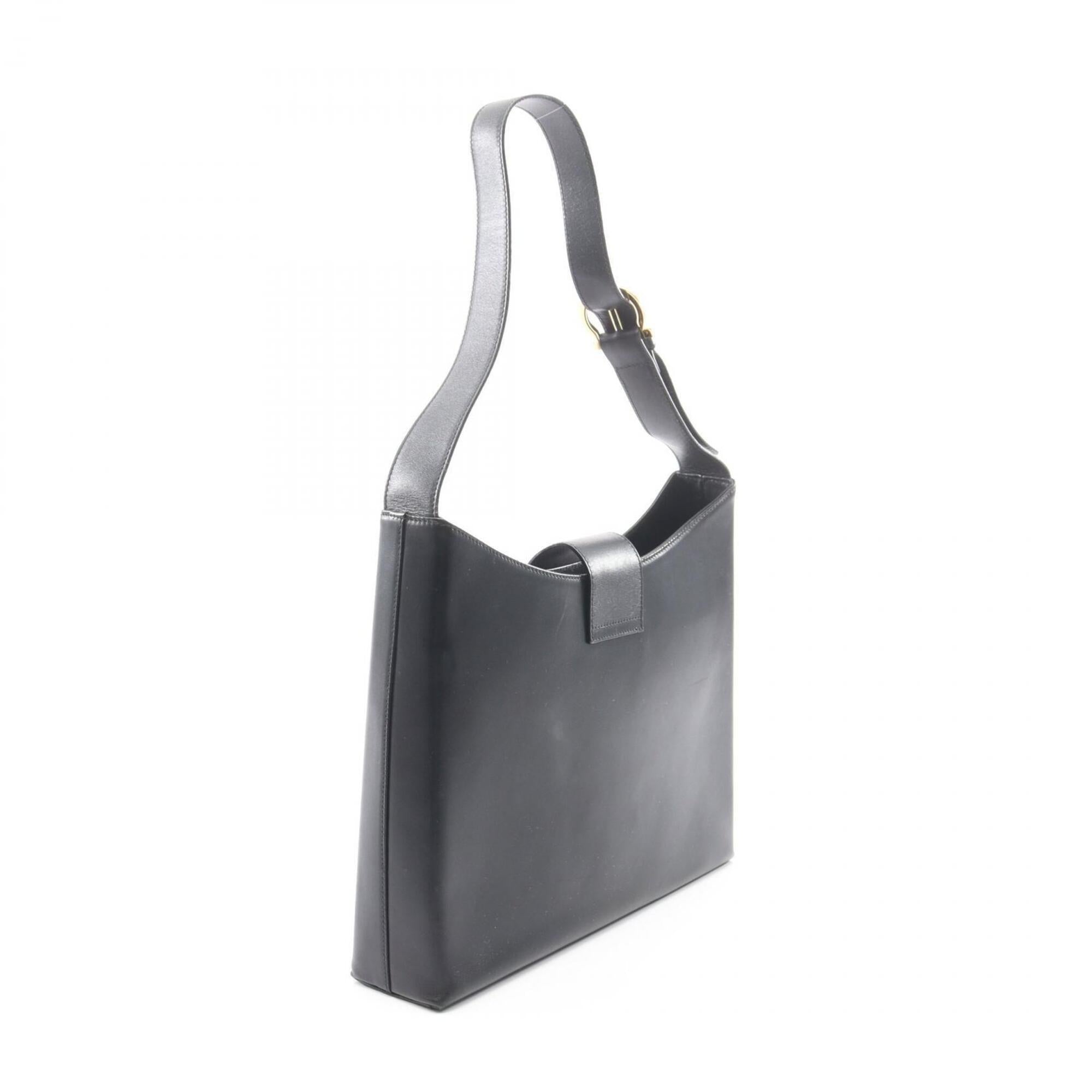 Salvatore Ferragamo Black Leather Handbag Shoulder Bag (Pre-Owned)