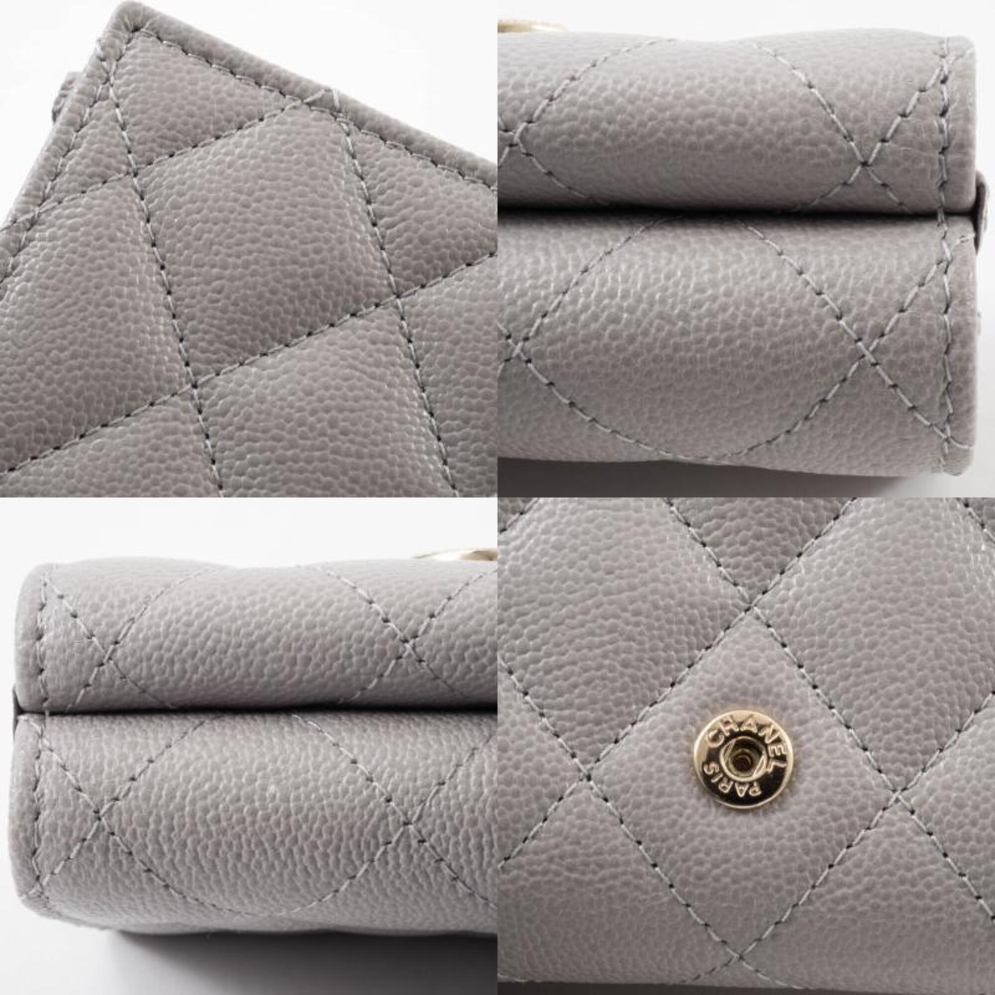 Chanel Grayish Leather Wallet (Tri-Fold) (Pre-Owned)