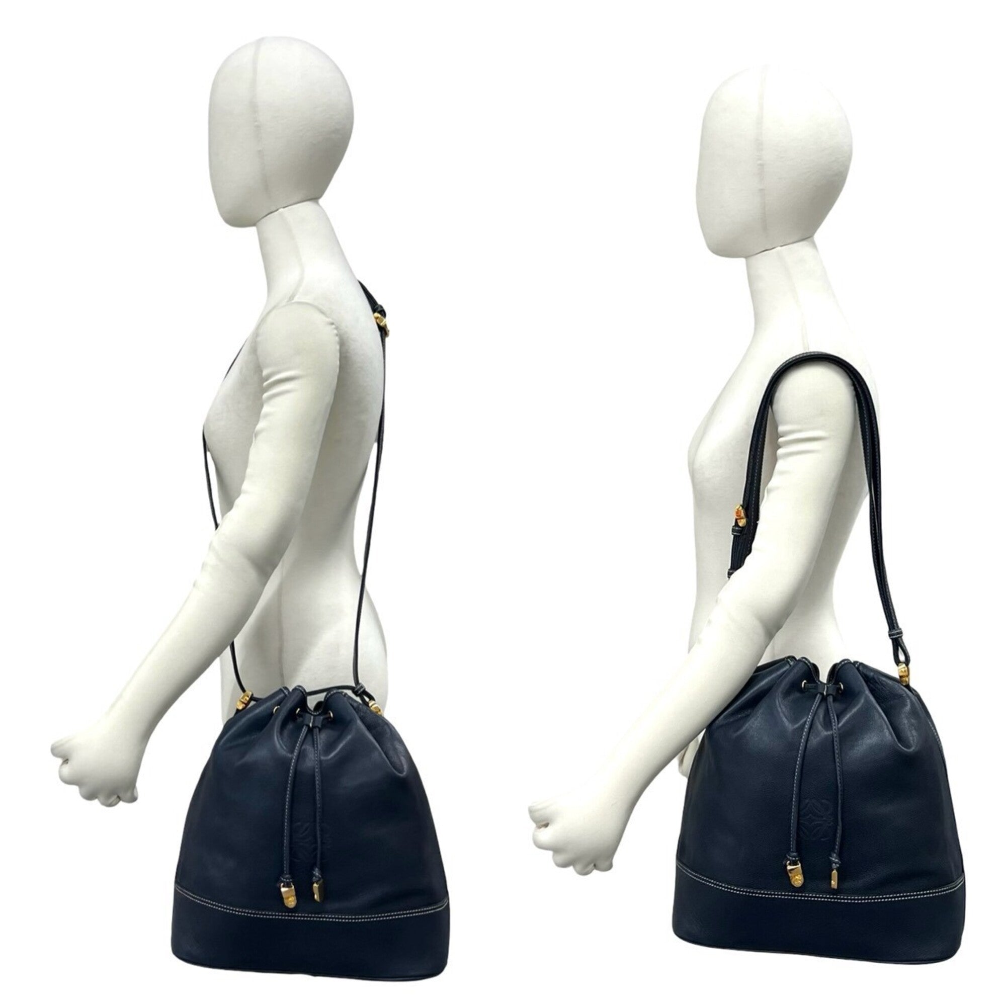 Loewe Navy Leather Crossbody Bag Shoulder Bag (Pre-Owned)