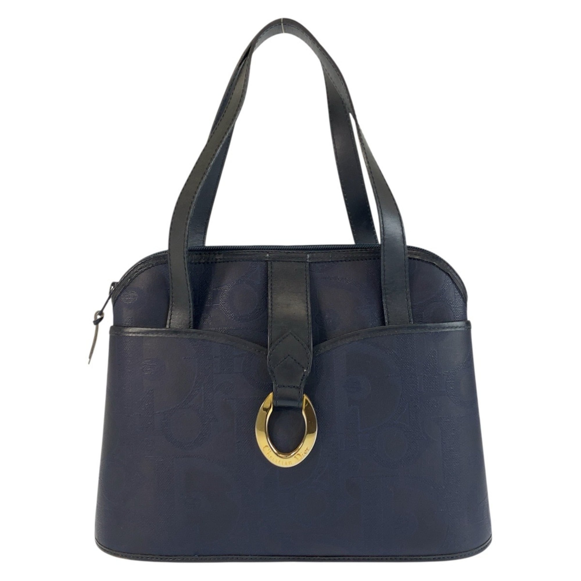 Christian Dior Navy Pvc Leather Handbag Shoulder Bag (Pre-Owned)