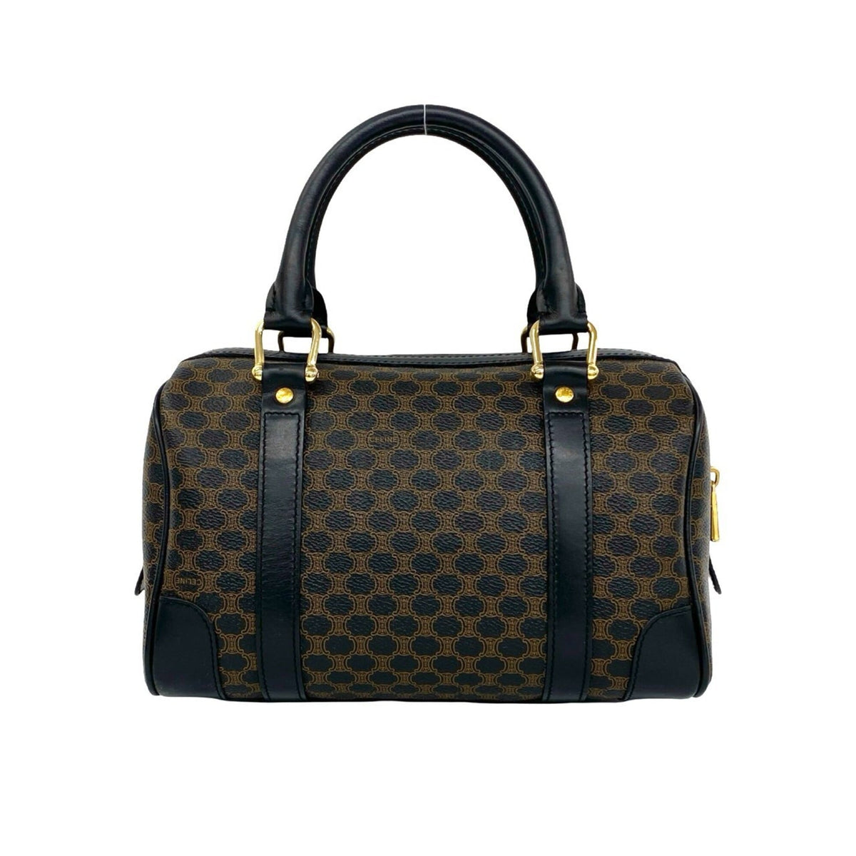 Celine Black Brown Leather Pvc Boston Bag Handbag (Pre-Owned)
