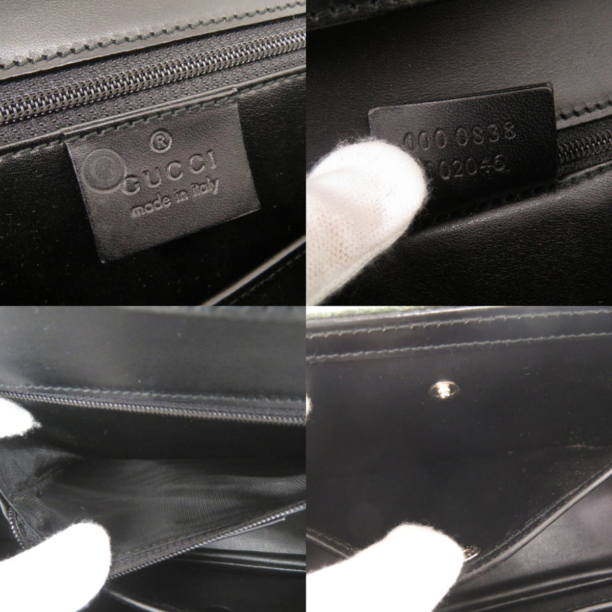 Gucci Black Green Felt Handbag Shoulder Bag (Pre-Owned)