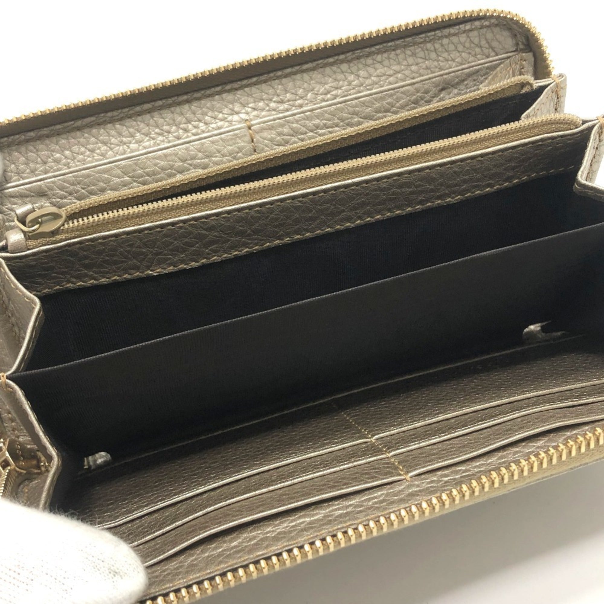 Gucci Champagne Gold Leather Long Wallet (Bi-Fold) (Pre-Owned)