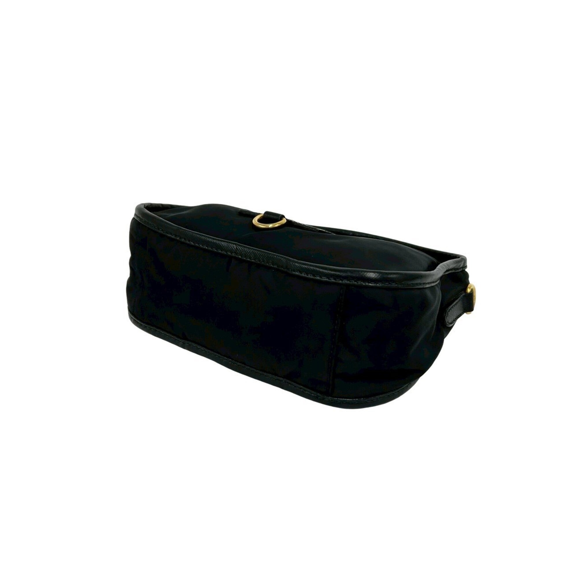 Prada Black Nylon Leather Handbag Shoulder Bag (Pre-Owned)