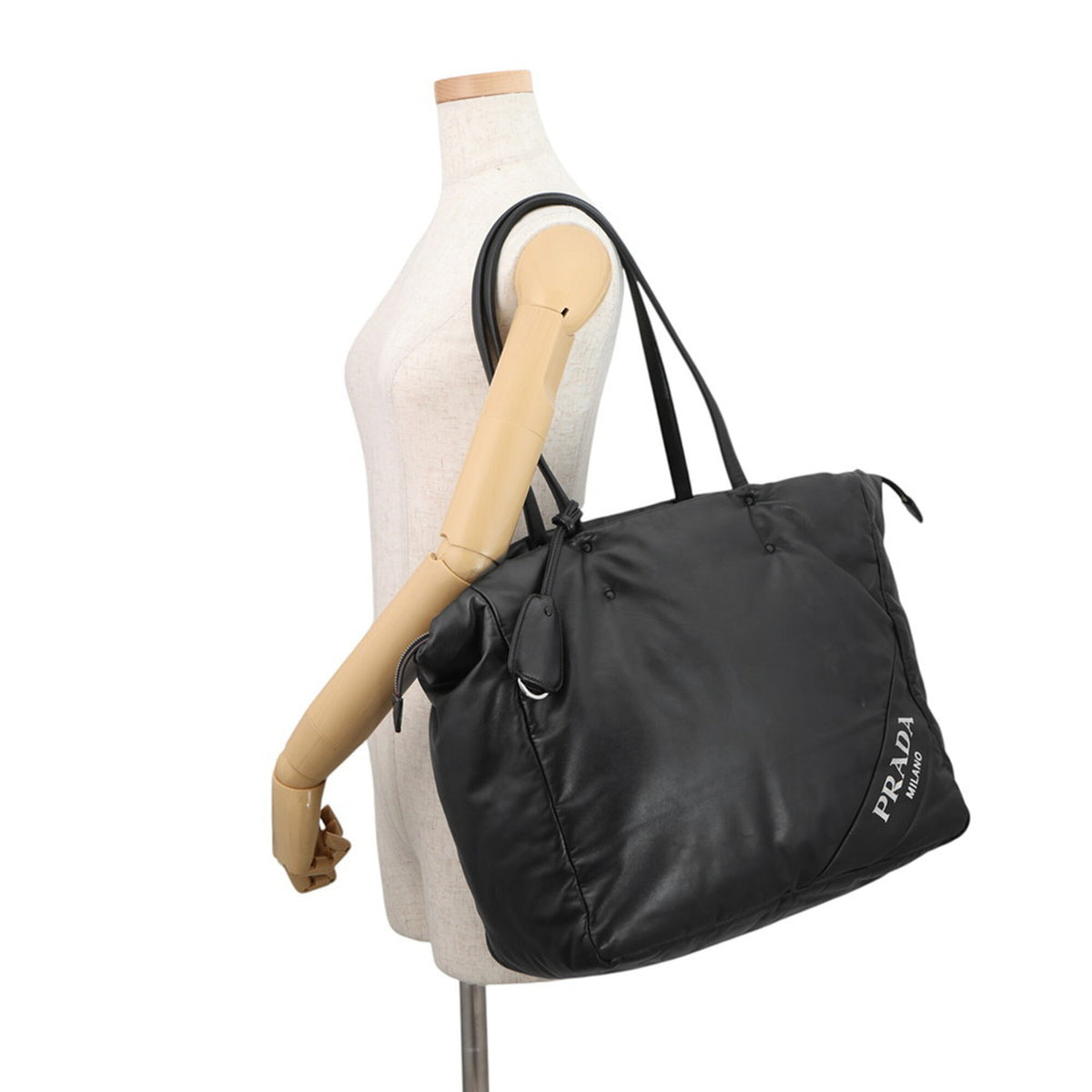 Prada Black Leather Handbag Tote Bag (Pre-Owned)