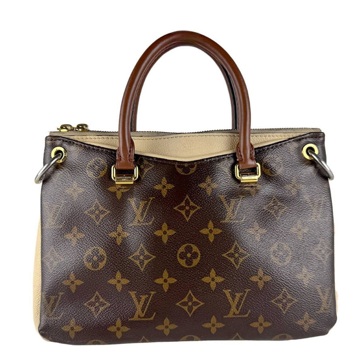 Louis Vuitton Brown Light Beige Monogram Monogram Leather Handbag (Pre-Owned)