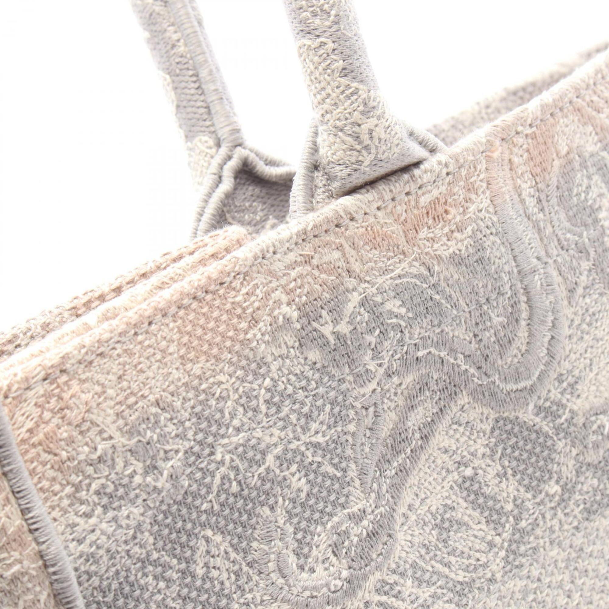 Christian Dior Gray White Canvas Handbag Tote Bag (Pre-Owned)