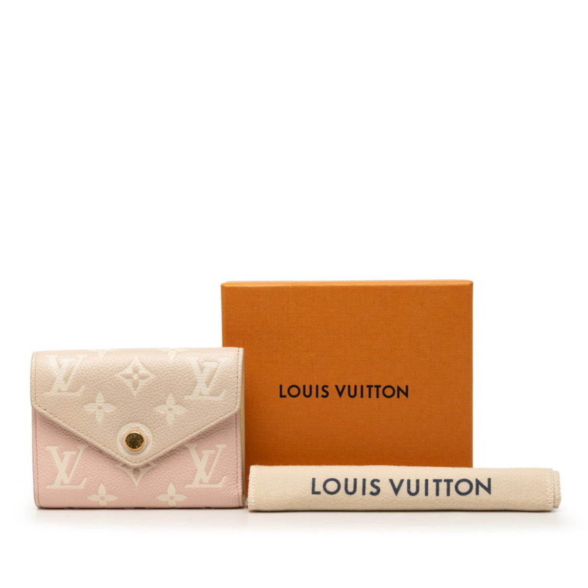 Louis Vuitton Monogram Empreinte Beige Rose Yellow Leather Wallet (Bi-Fold) (Pre-Owned)
