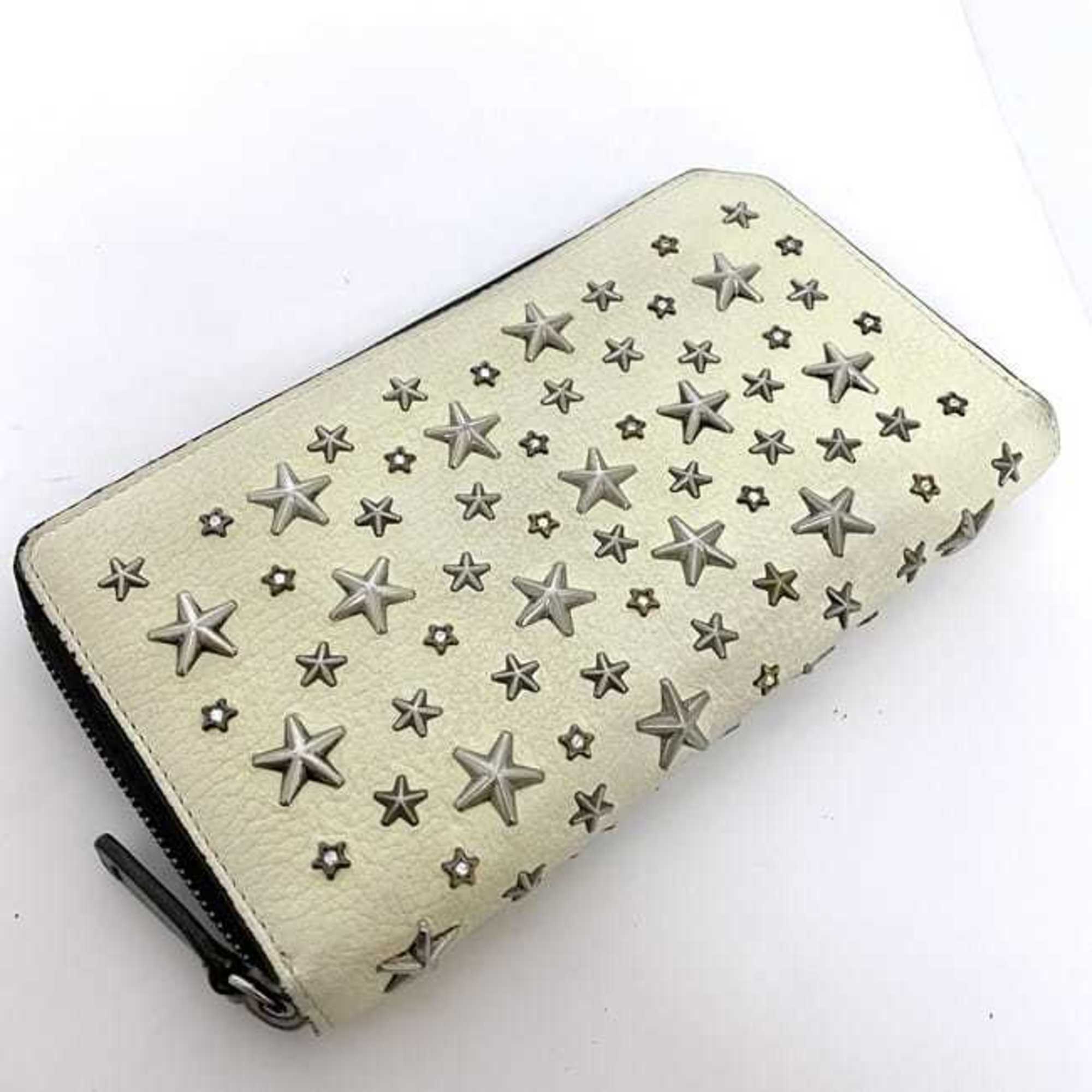 Jimmy Choo Black Cream Yellow Leather Long Wallet (Bi-Fold) (Pre-Owned)