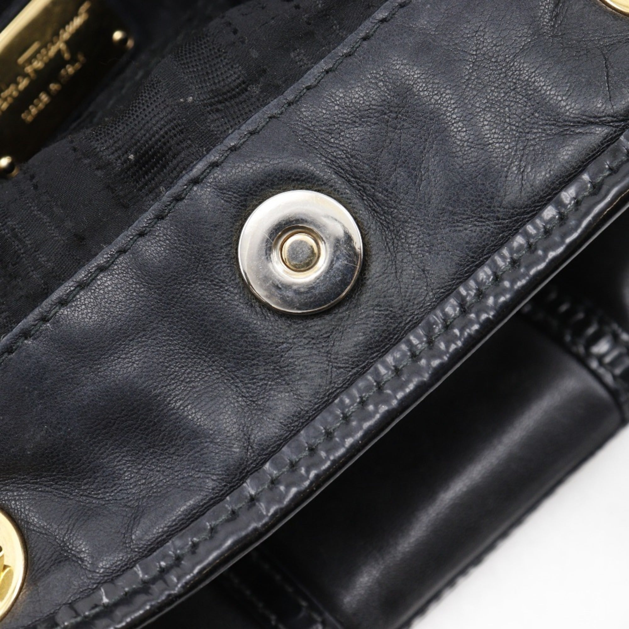 Salvatore Ferragamo Vara Black Leather Tote Bag (Pre-Owned)