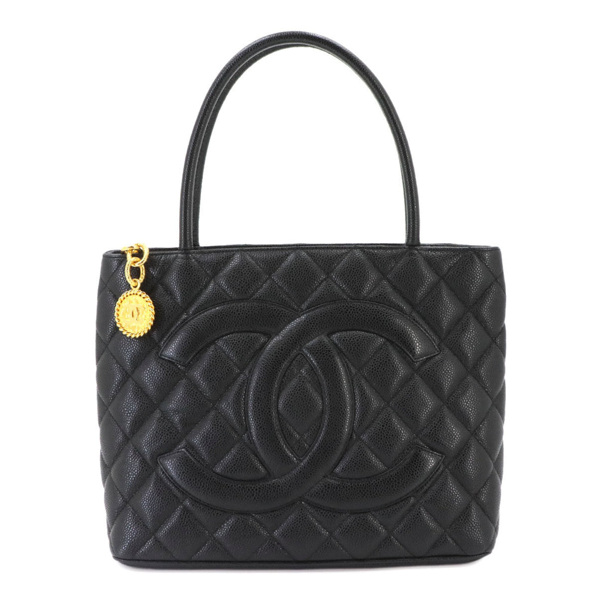 Chanel Black Grained Calfskin Handbag Tote Bag (Pre-Owned)