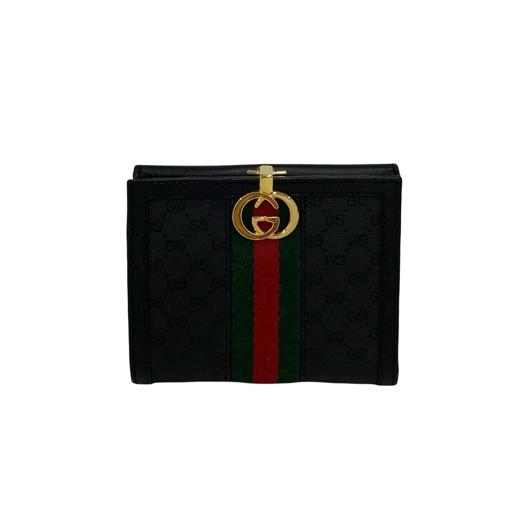 Gucci Black Green Red Color Leather Pvc Wallet (Bi-Fold) (Pre-Owned)