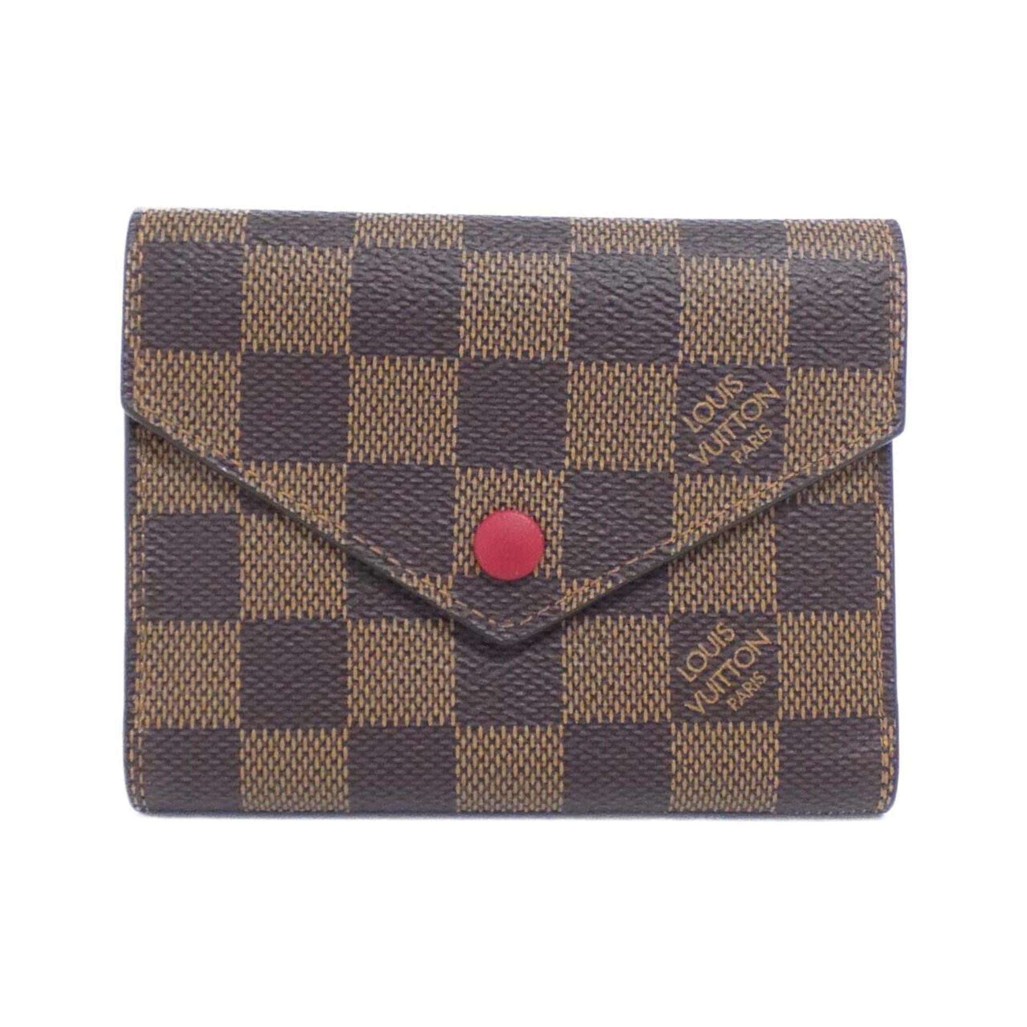 Louis Vuitton Ebene Rouge Coated Canvas Wallet (Tri-Fold) (Pre-Owned)
