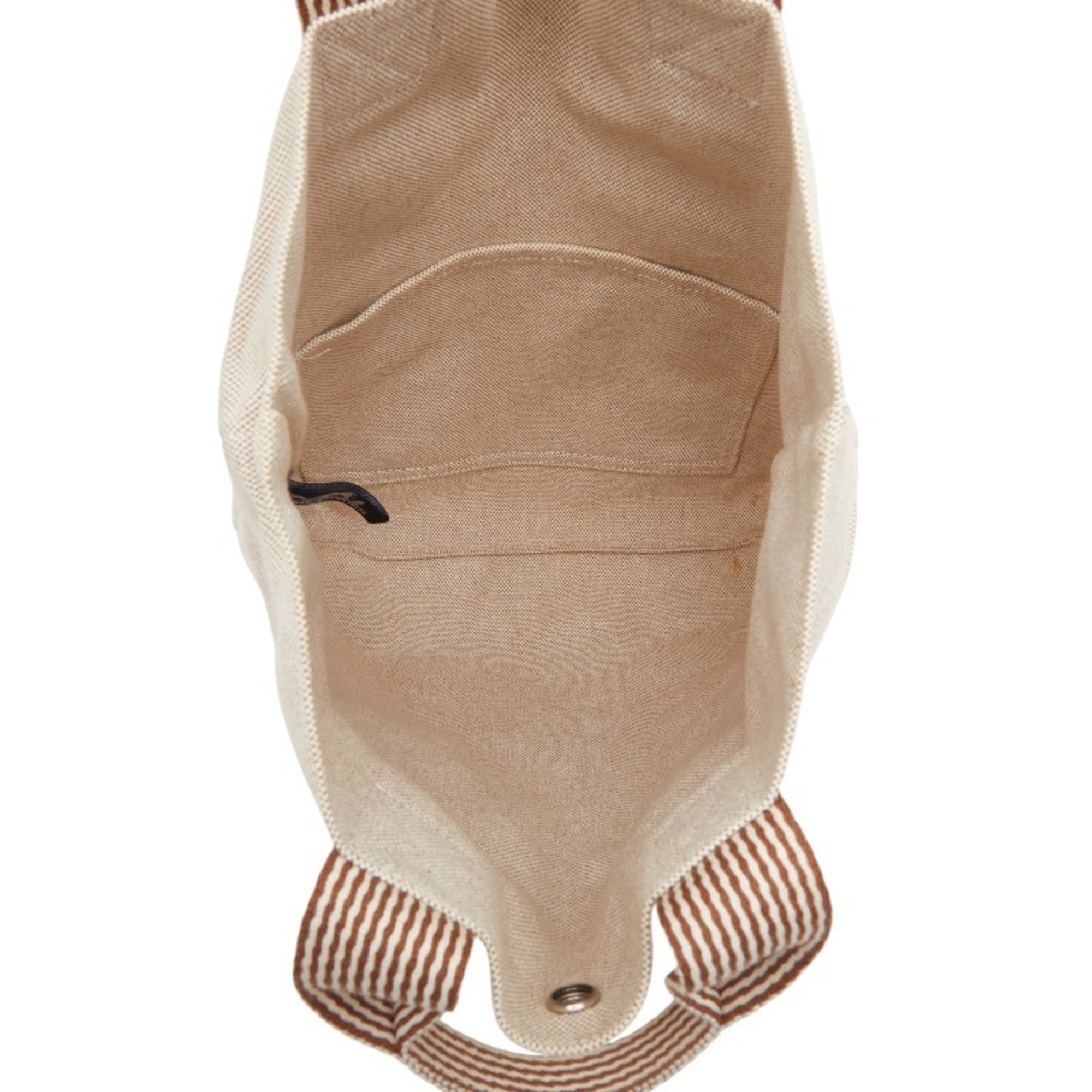 Hermes Beige Brown Canvas Handbag Tote Bag (Pre-Owned)