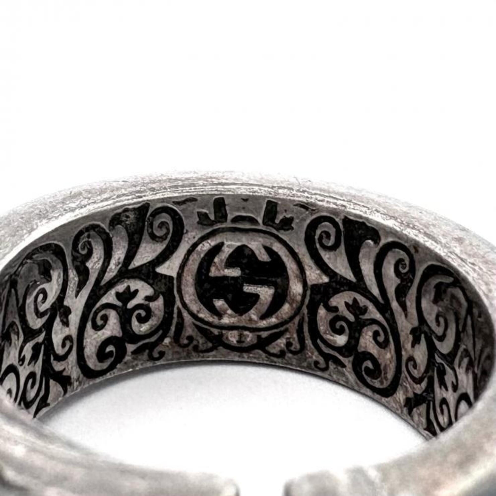 Gucci Silver Blue Enamel Silver 925 Band Ring (Pre-Owned)