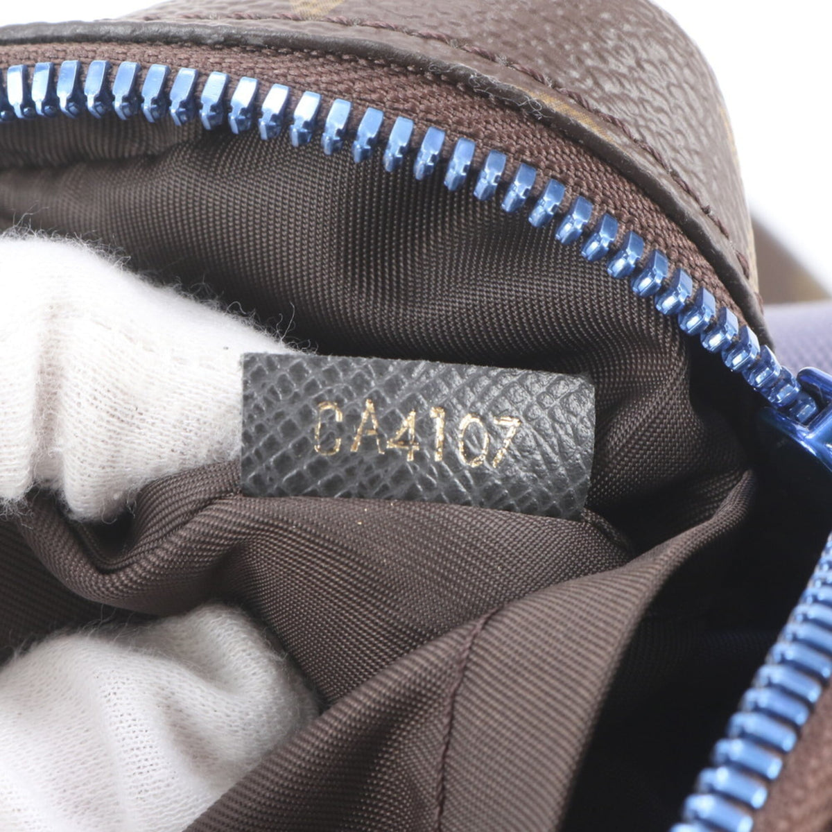 Louis Vuitton Blue Brown Leather Coated Canvas Messenger Bag Shoulder Bag (Pre-Owned)