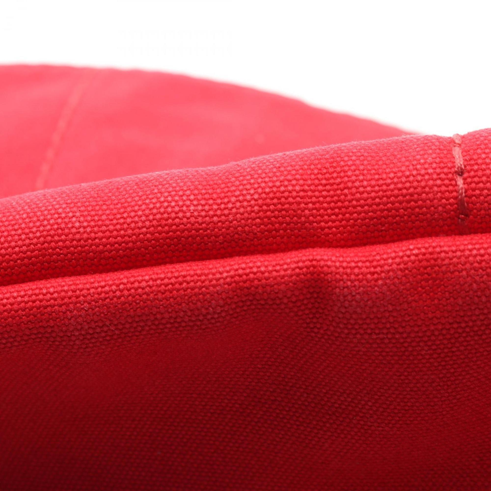 Prada Red Color Canvas Tote Bag (Pre-Owned)