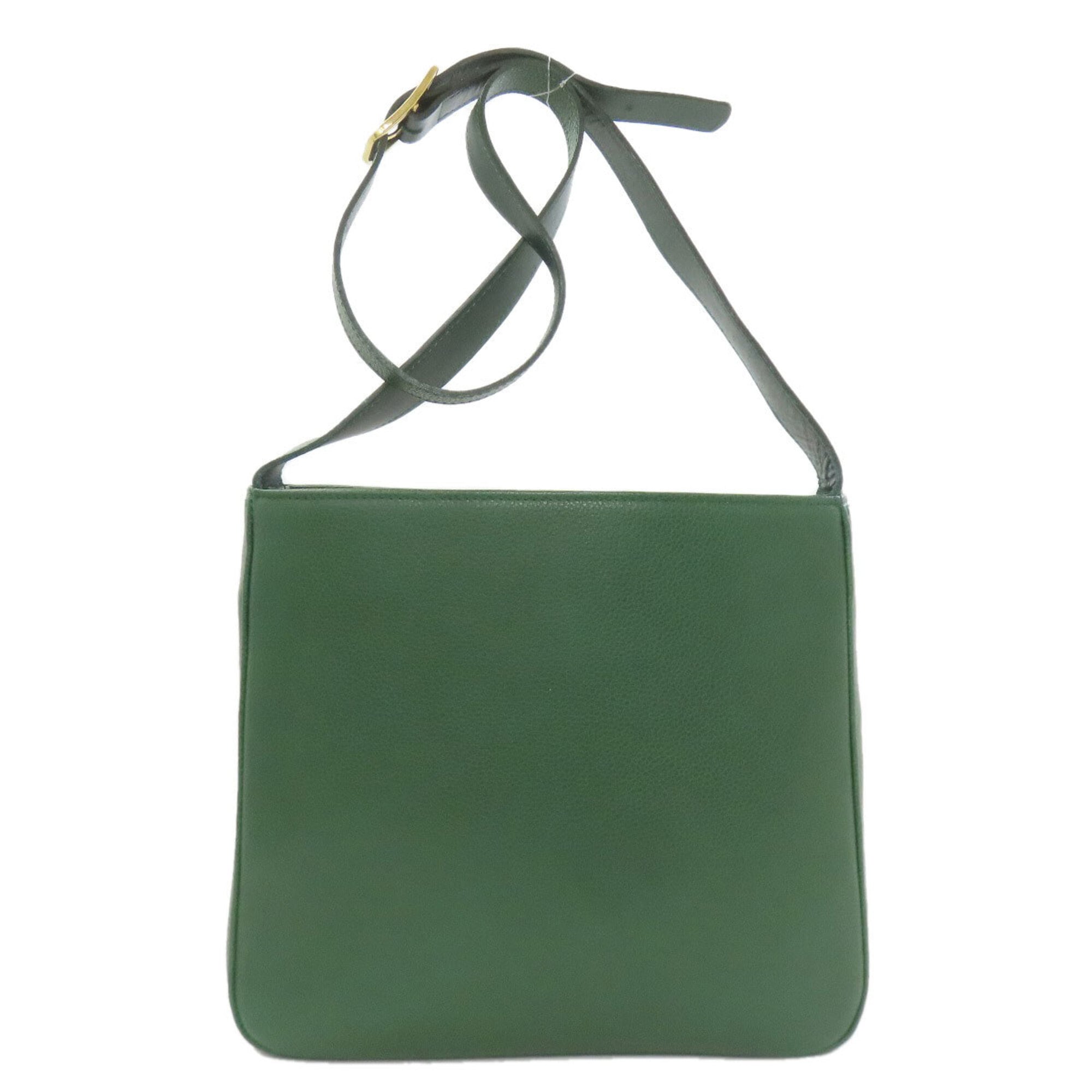 Longchamp Green Leather Pouch Shoulder Bag (Pre-Owned)