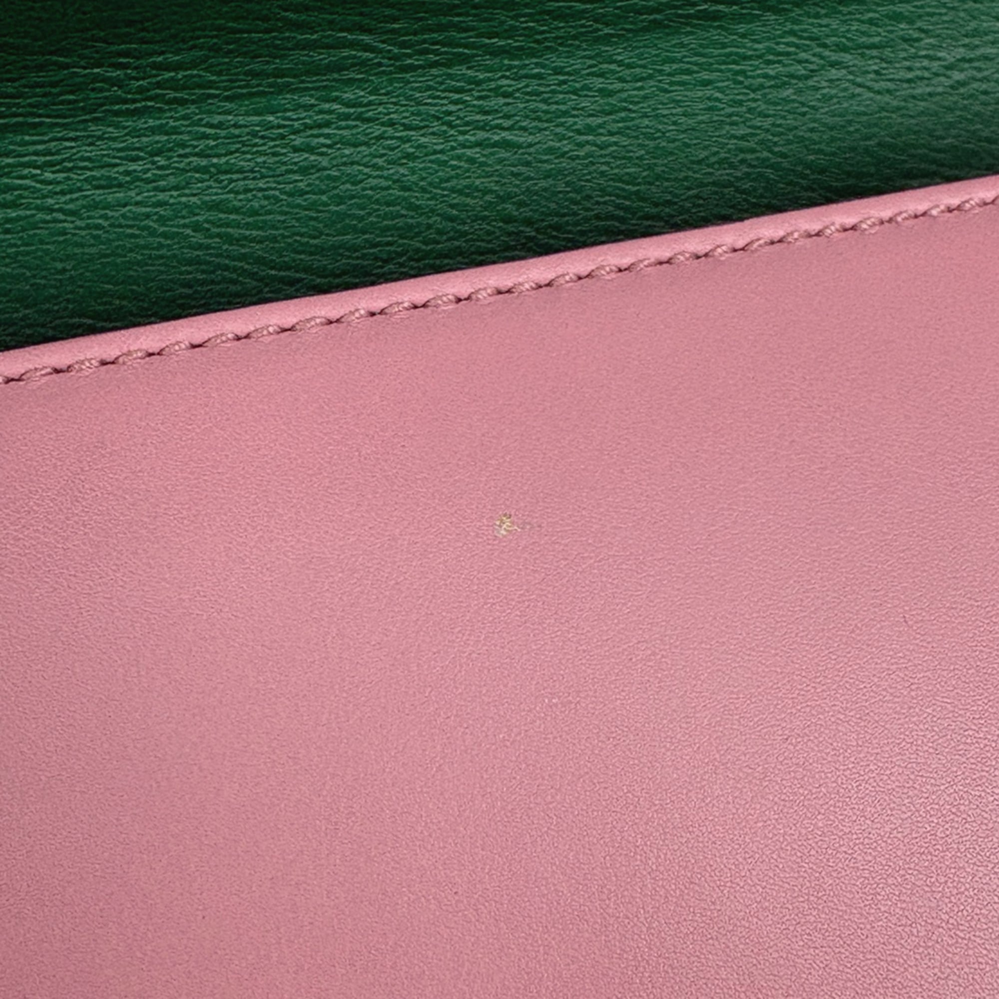 Gucci Animalier Green Pink Leather Shoulder Bag (Pre-Owned)