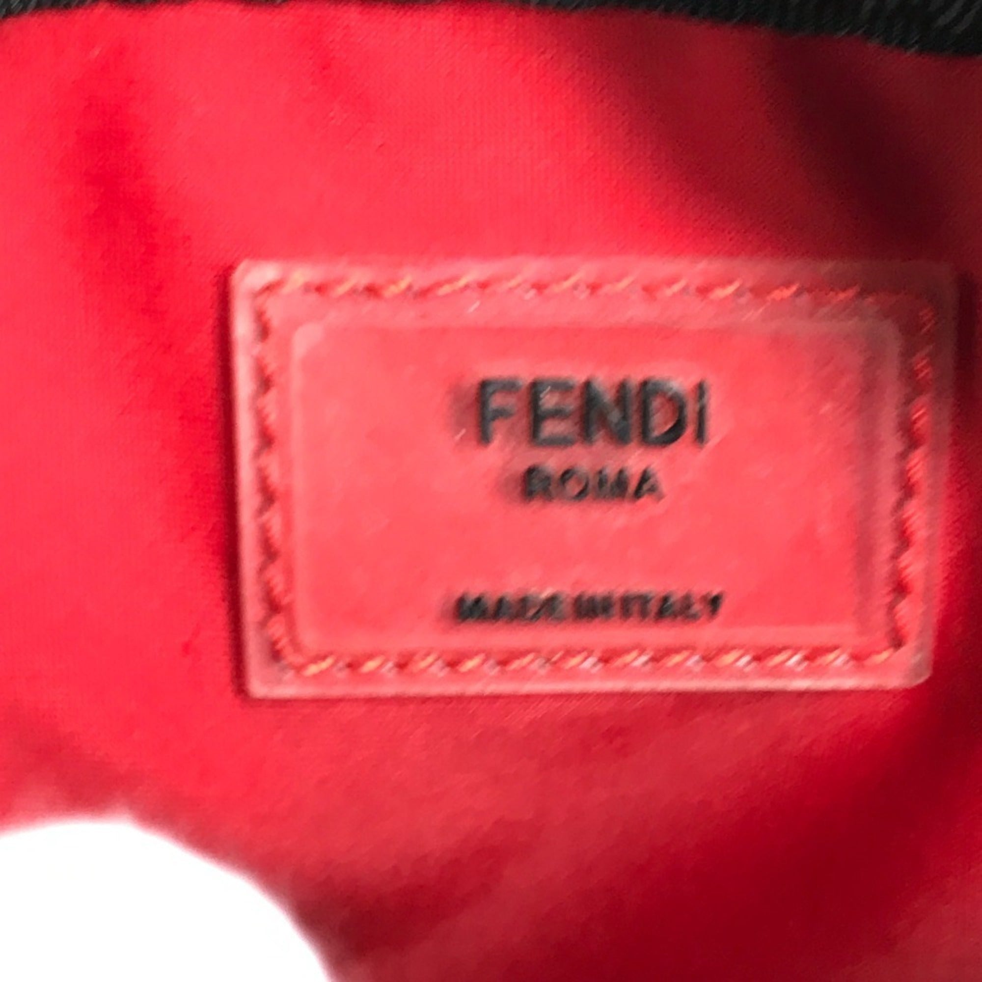 Fendi Black Khaki Leather Canvas Pochette Shoulder Bag (Pre-Owned)
