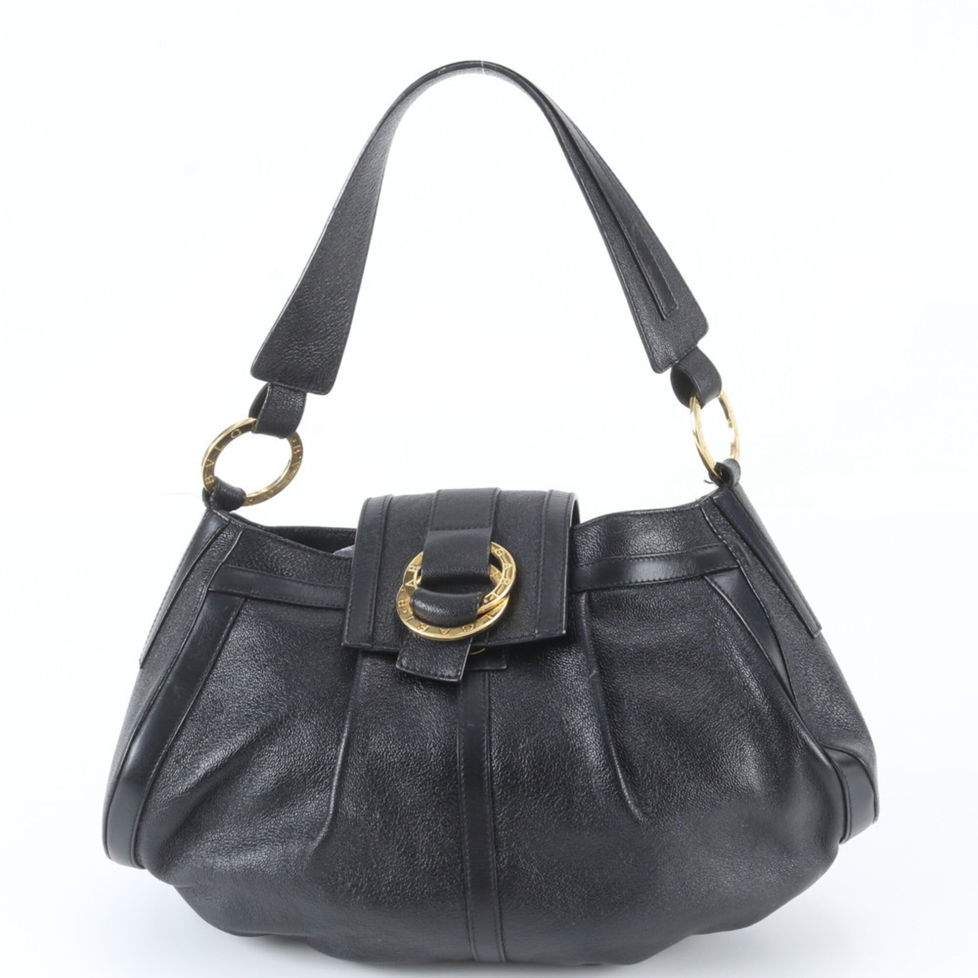 Bvlgari Black Leather Handbag Shoulder Bag Tote Bag (Pre-Owned)