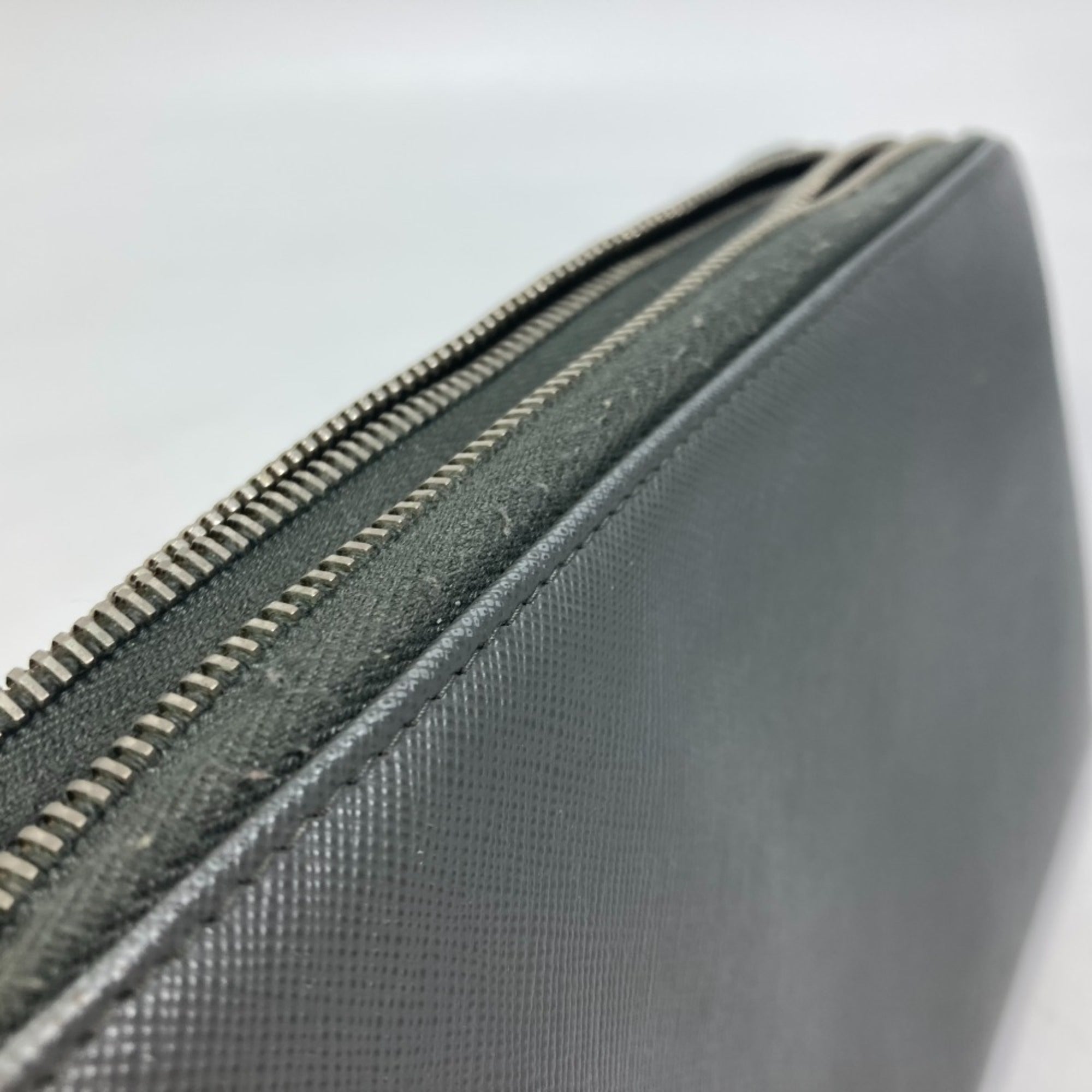 Prada Gray Saffiano Long Wallet (Bi-Fold) (Pre-Owned)