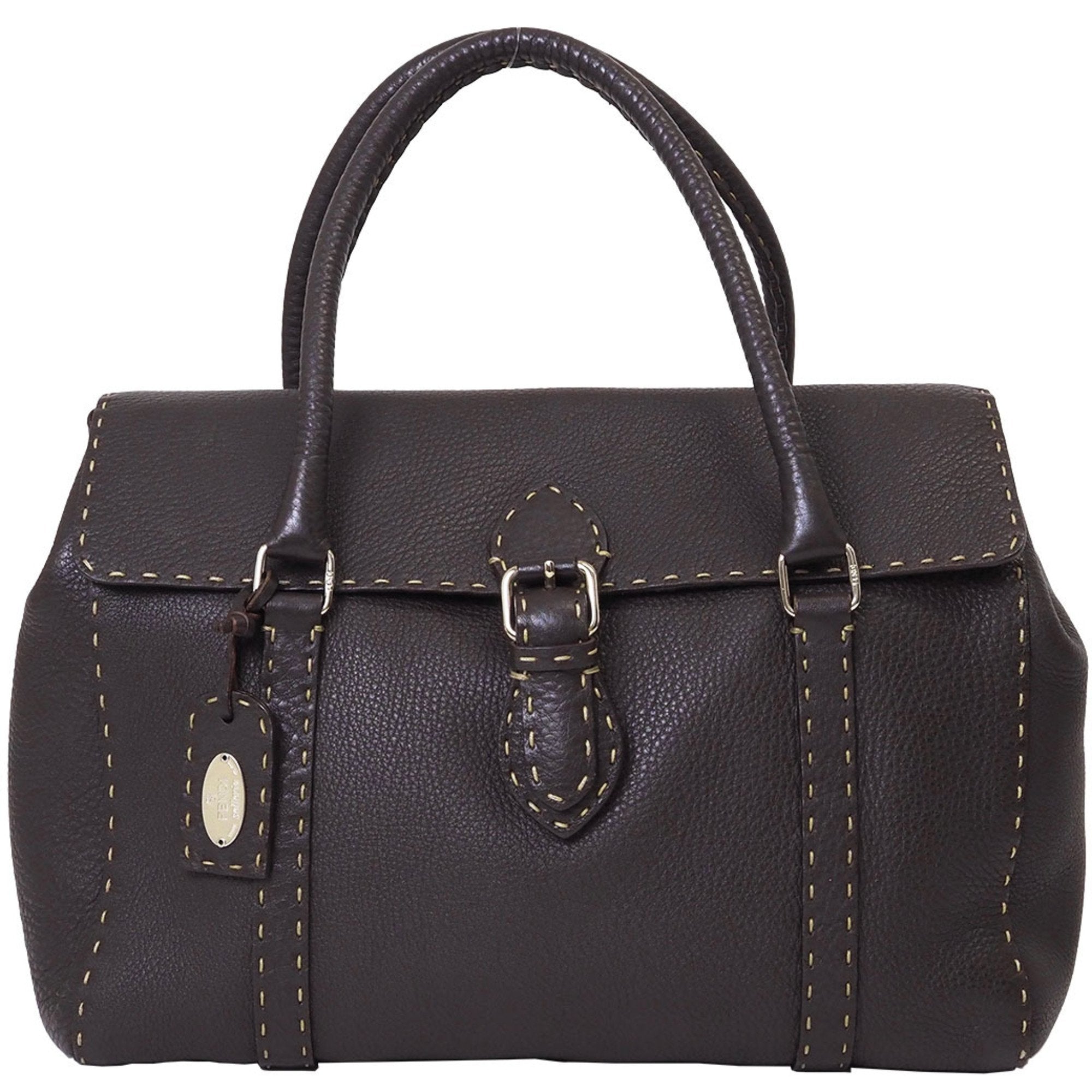 Fendi Selleria Brown Leather Handbag (Pre-Owned)