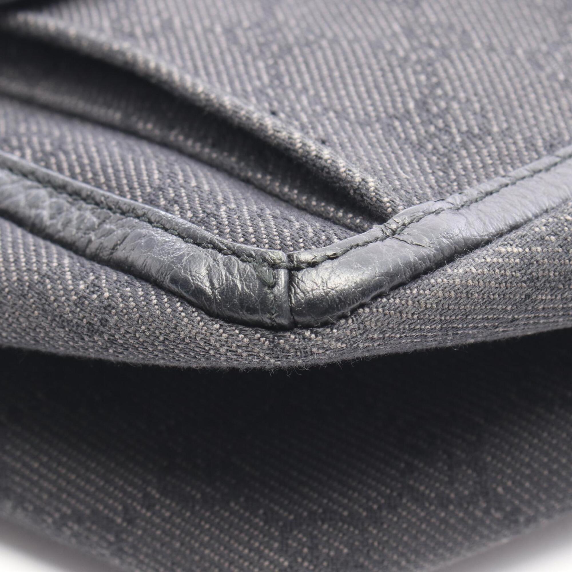 Gucci Black Canvas Leather Handbag Tote Bag (Pre-Owned)