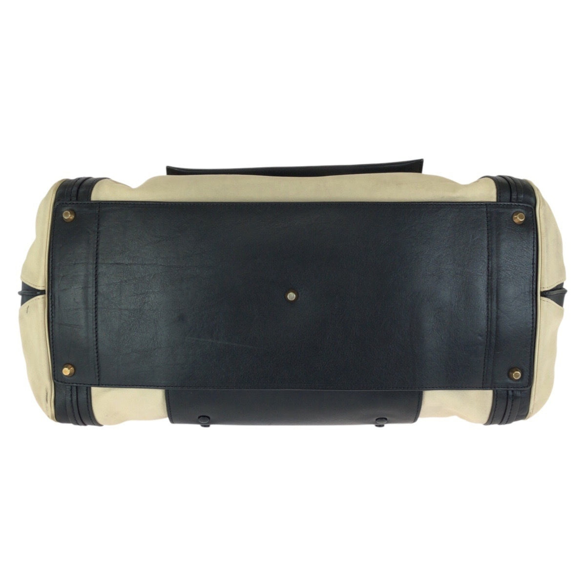 Chloé Beige Black Leather Handbag Tote Bag (Pre-Owned)