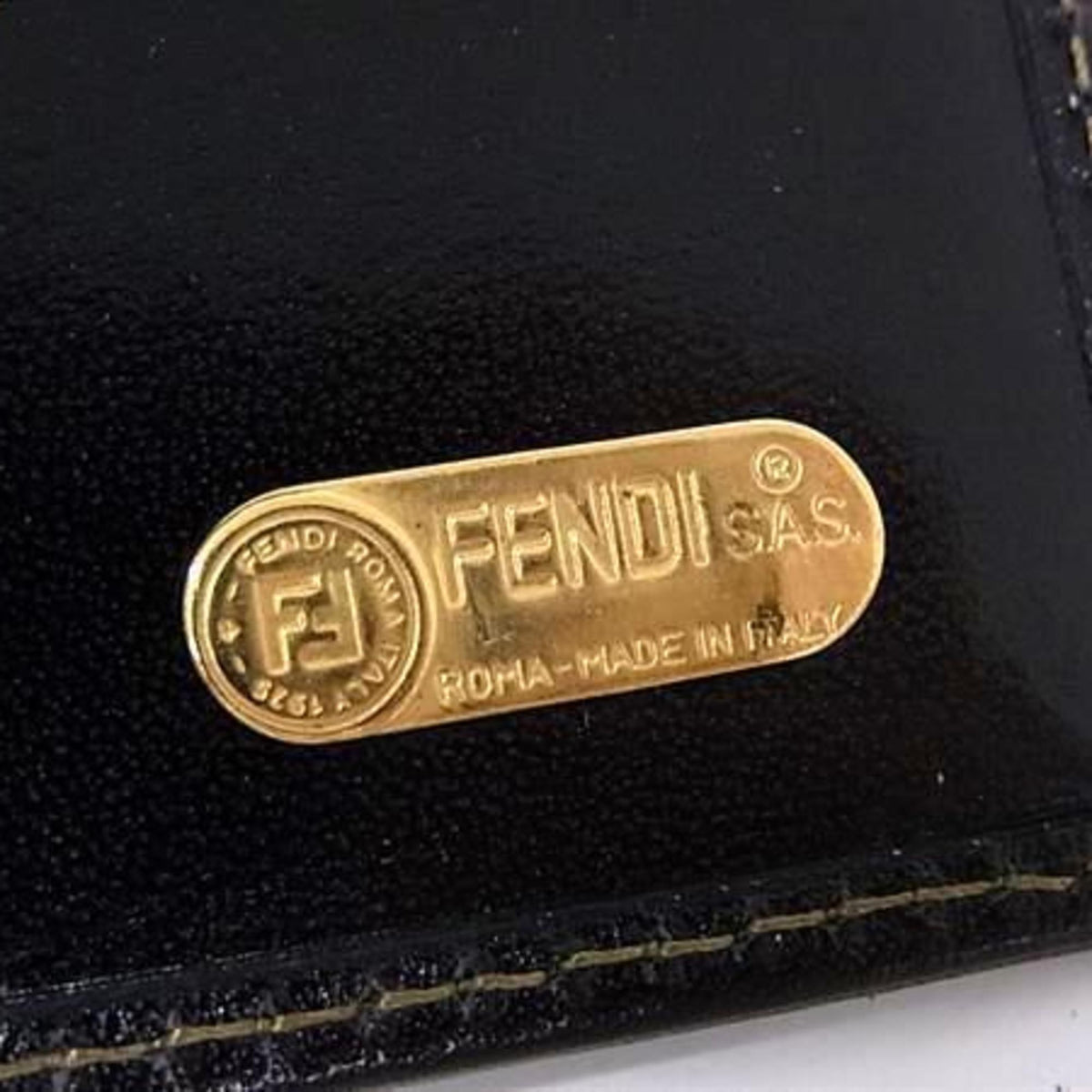 Fendi Black Brown Canvas Leather Wallet (Bi-Fold) (Pre-Owned)