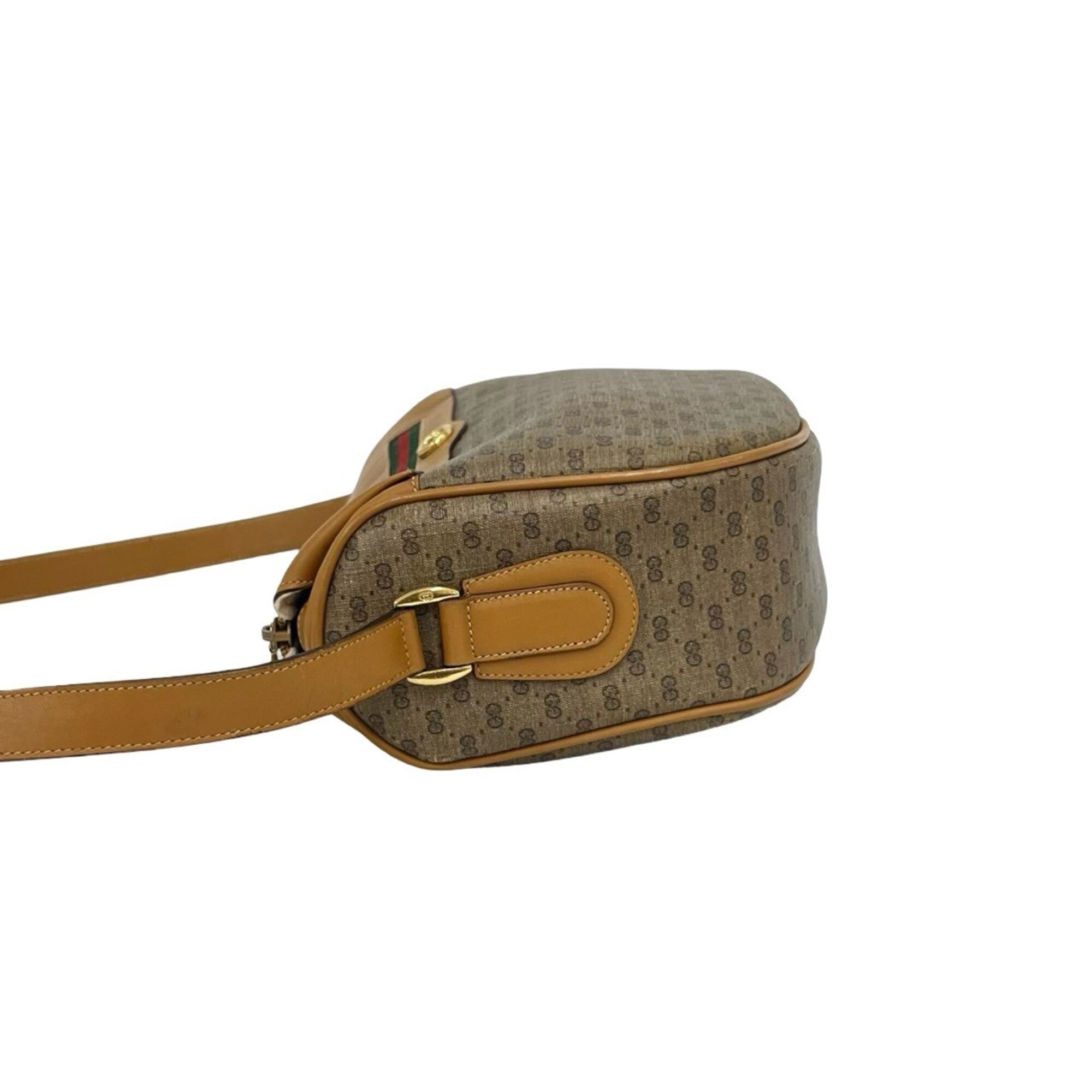 Gucci Brown Green Red Color Pvc Leather Shoulder Bag (Pre-Owned)
