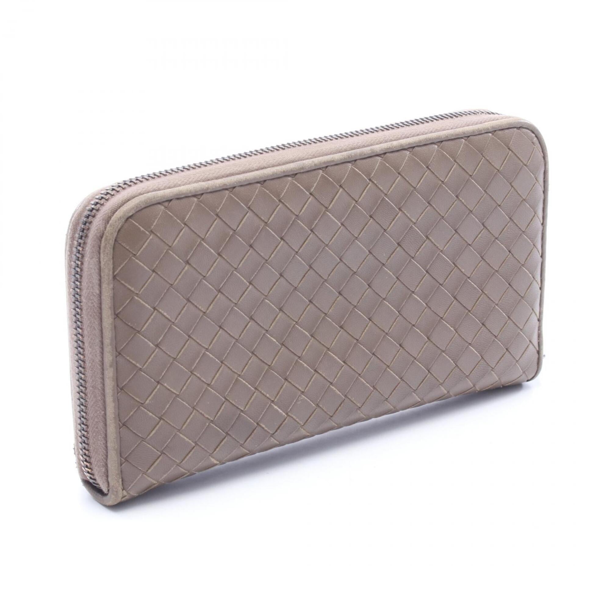 Bottega Veneta Gray Leather Long Wallet (Bi-Fold) (Pre-Owned)