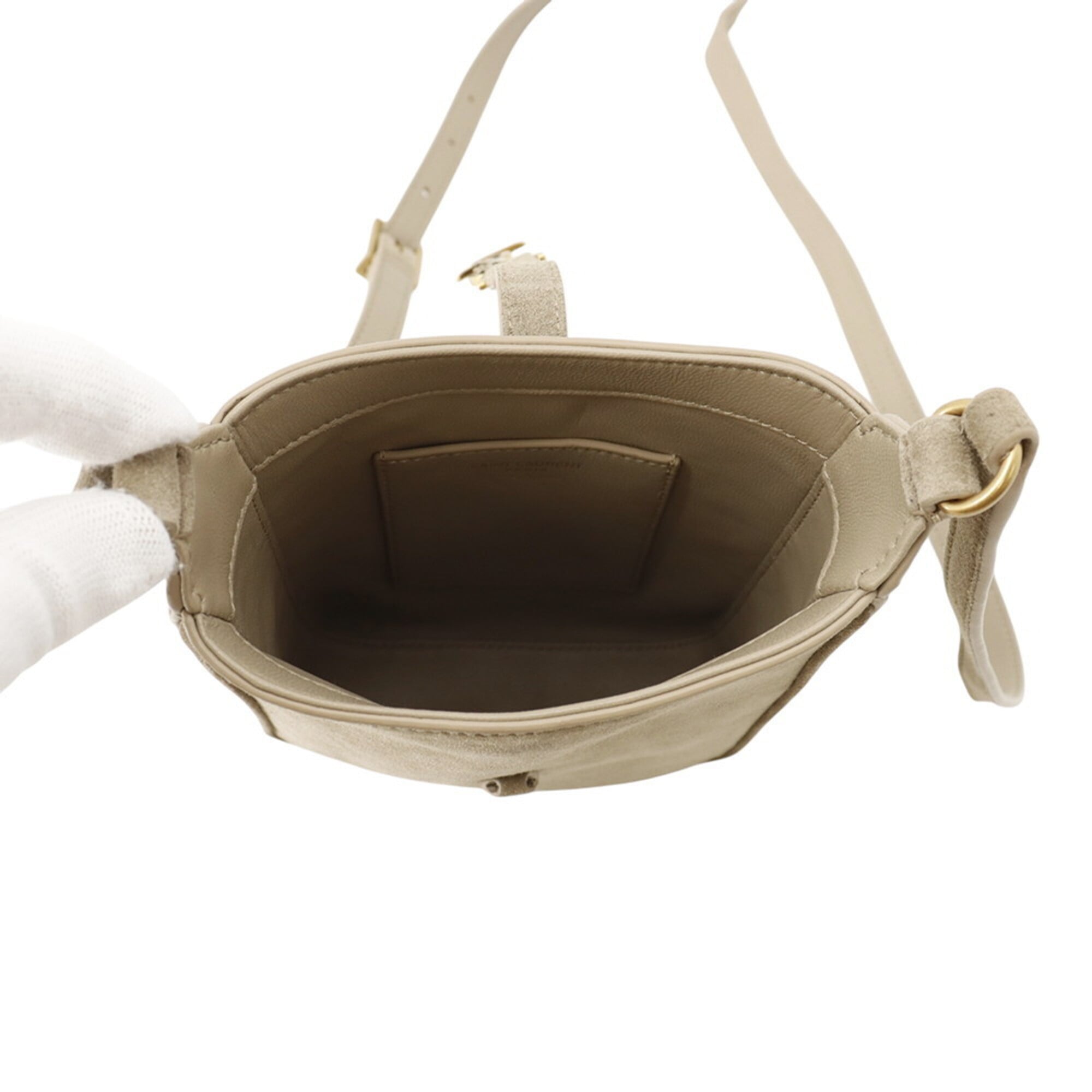 Yves Saint Laurent Beige Suede Handbag Shoulder Bag (Pre-Owned)