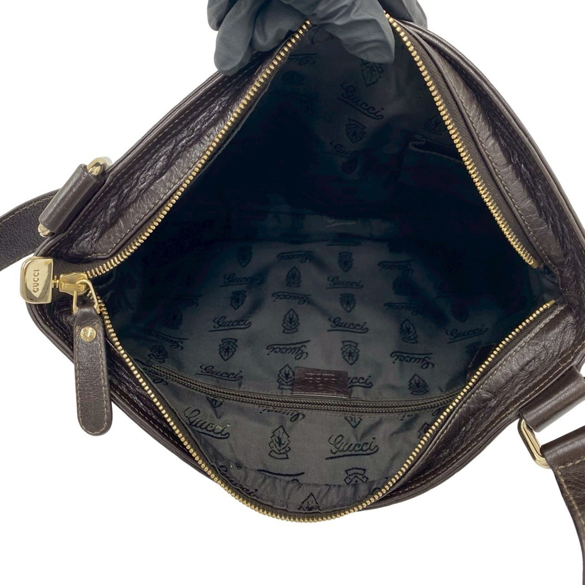 Gucci Brown Leather Pochette Shoulder Bag (Pre-Owned)