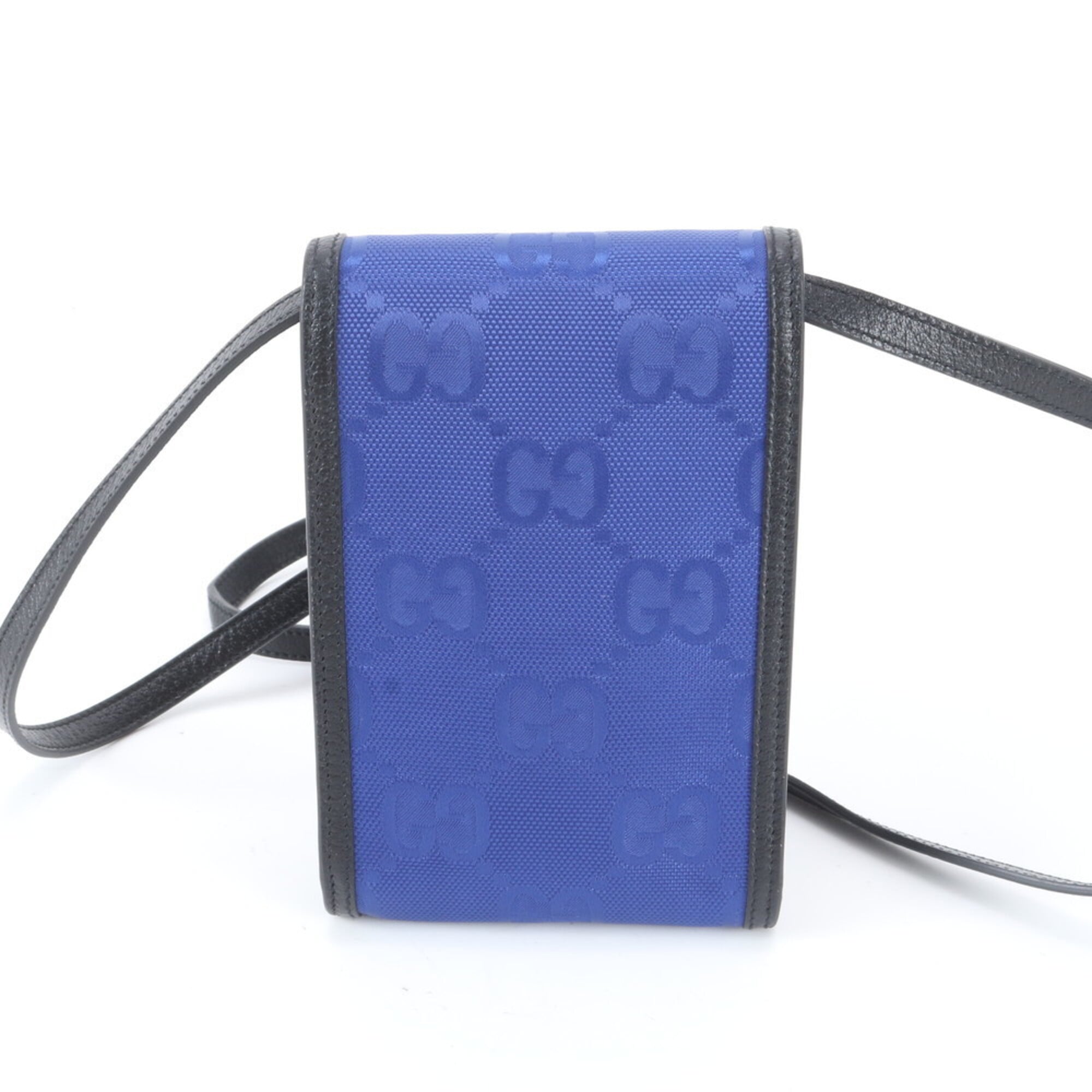 Gucci Black Blue Nylon Leather Shoulder Bag (Pre-Owned)
