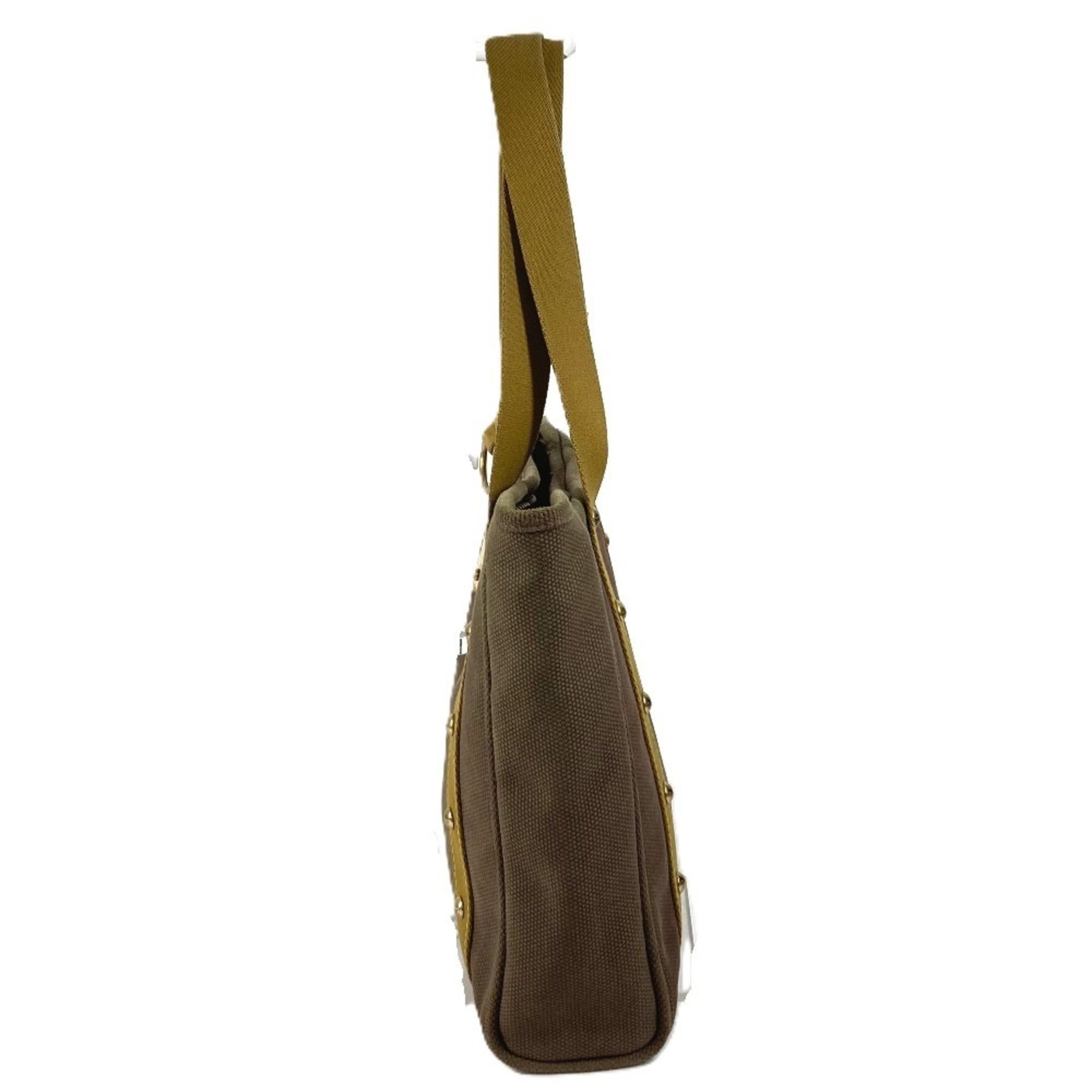 Louis Vuitton Khaki Cotton Shoulder Bag Tote Bag (Pre-Owned)