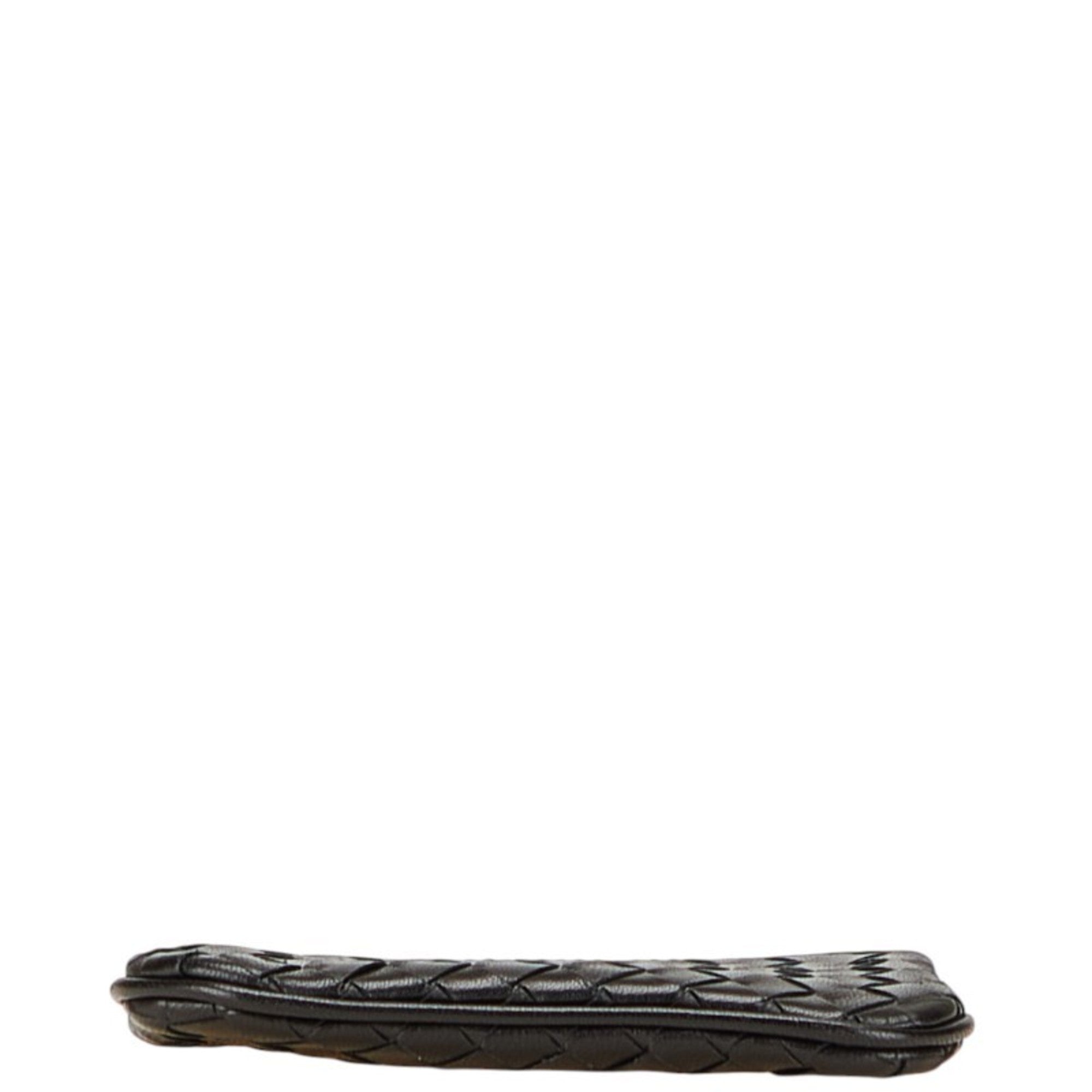 Bottega Veneta Black Leather Coin Purse/Coin Case (Pre-Owned)