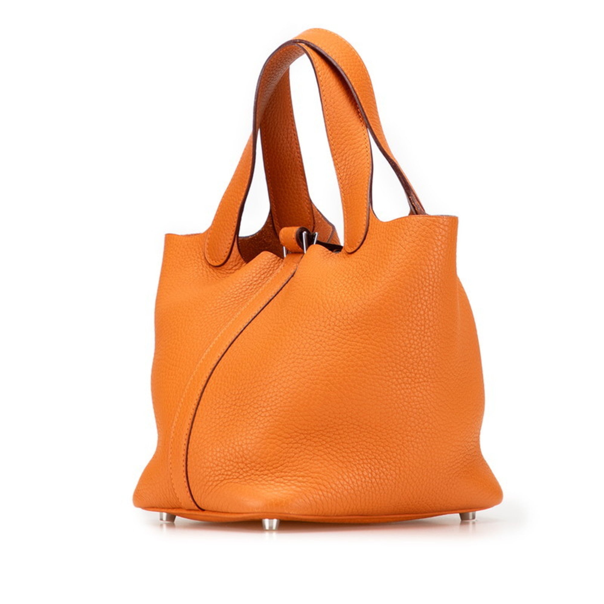 Hermes Picotin Orange Potiron Taurillon Clemence Leather Handbag (Pre-Owned)