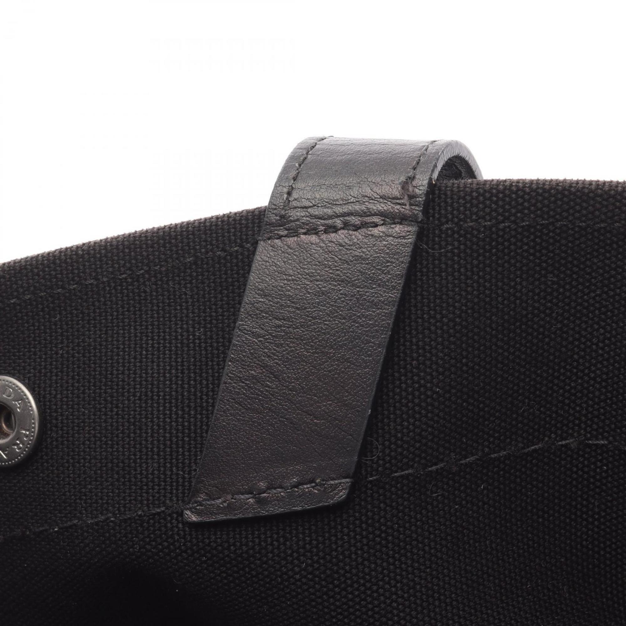 Prada Black Denim Leather Handbag Tote Bag (Pre-Owned)