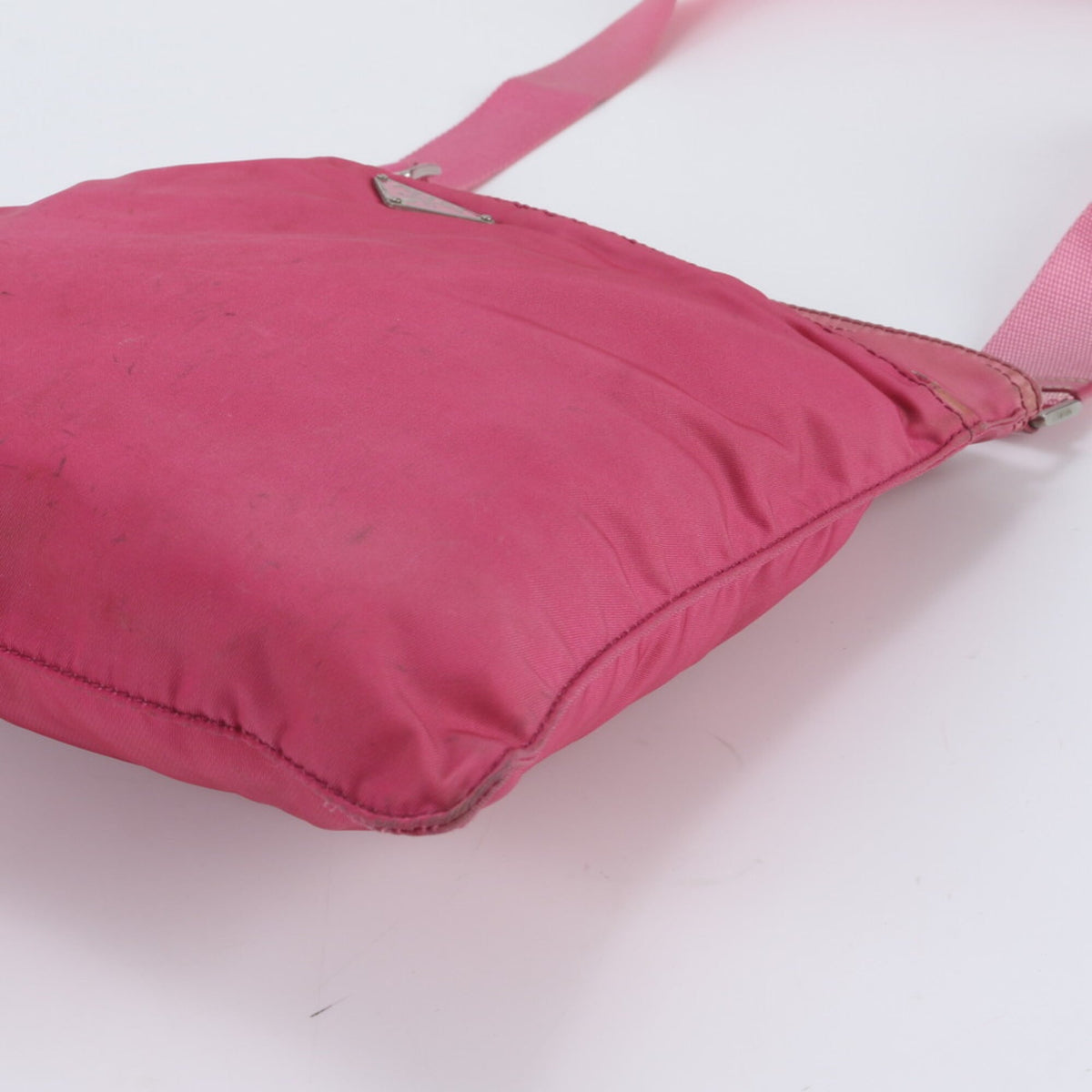 Prada Pink Leather Nylon Crossbody Bag Shoulder Bag (Pre-Owned)