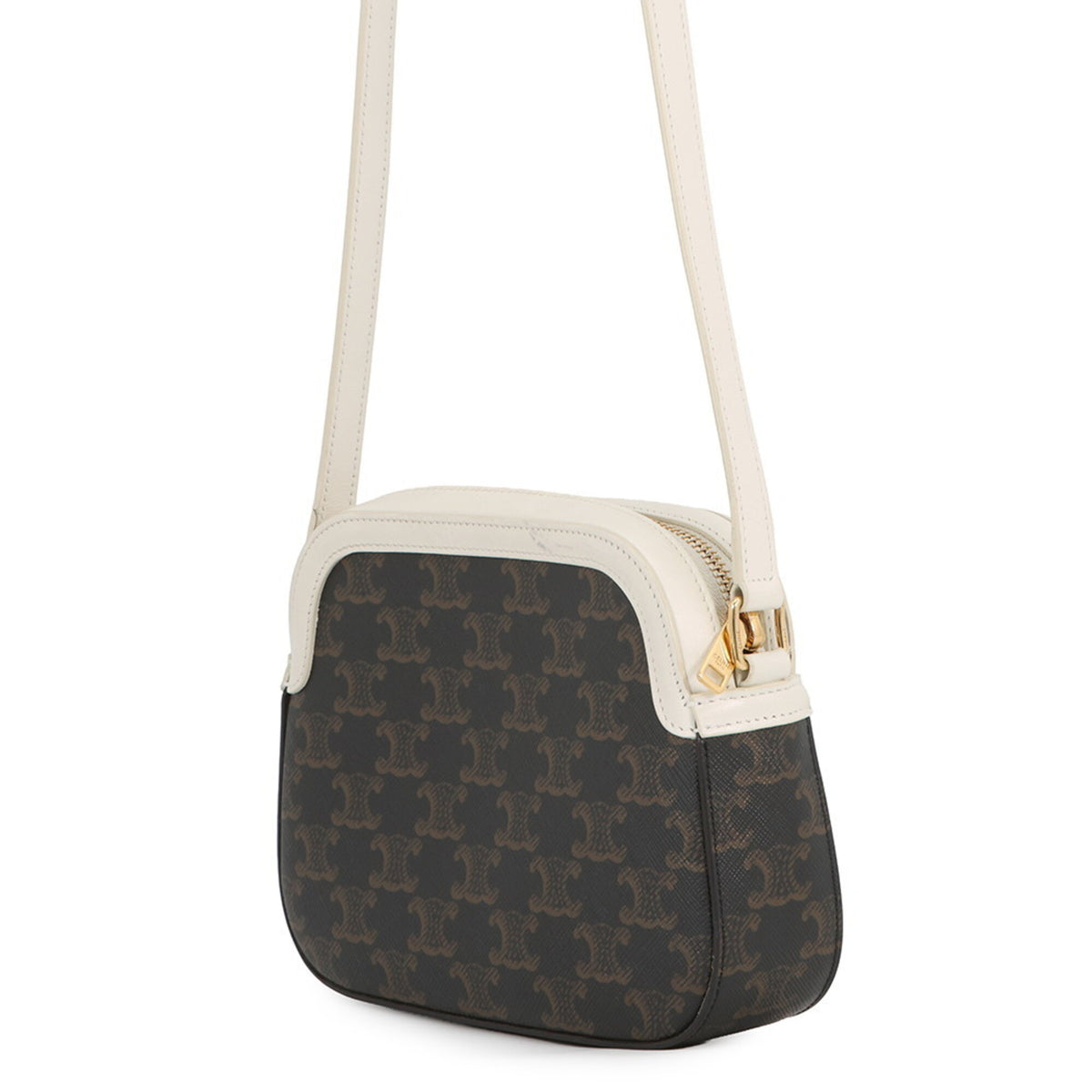 Celine Brown White Pvc Leather Handbag Shoulder Bag (Pre-Owned)