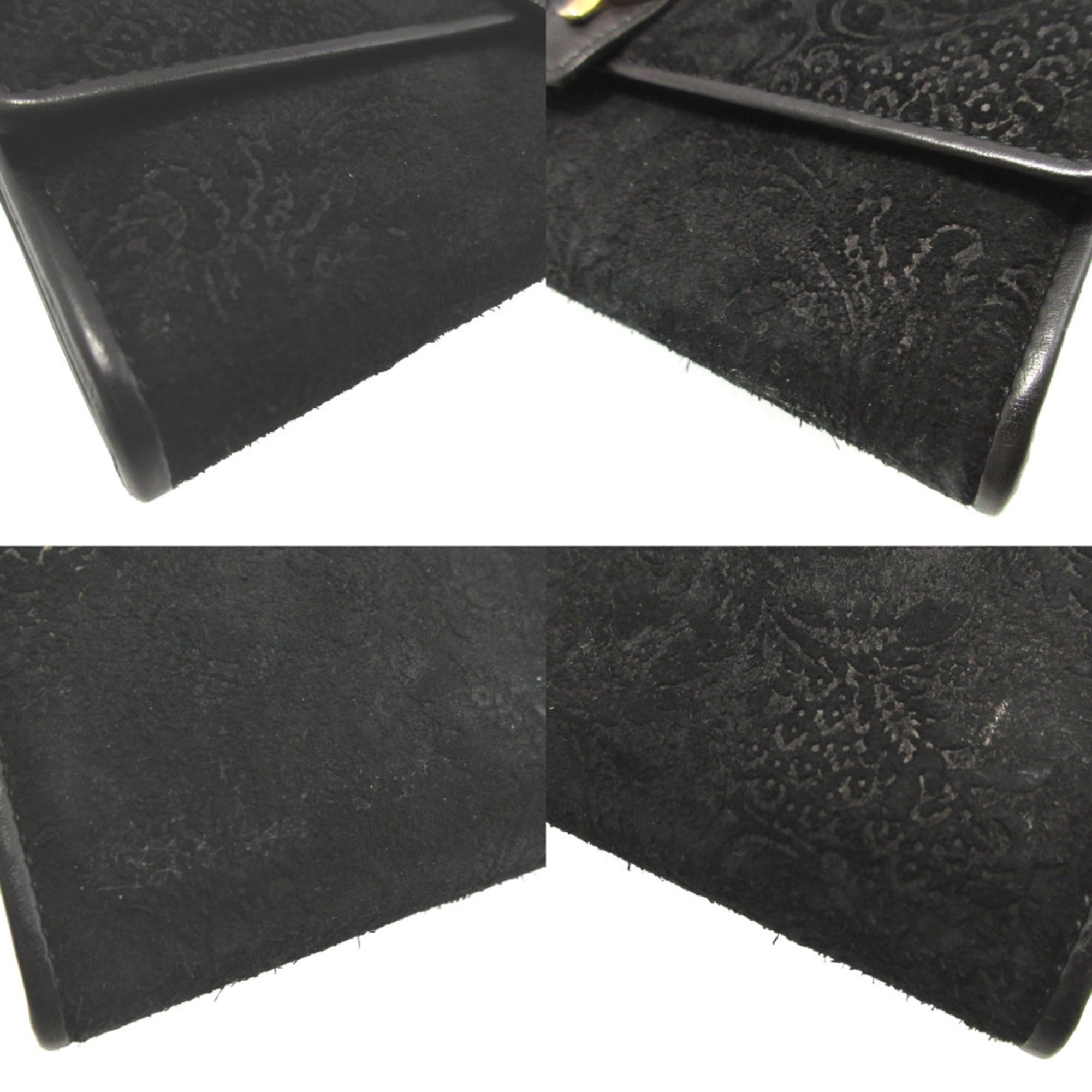 Gucci Black Suede Long Wallet (Bi-Fold) (Pre-Owned)