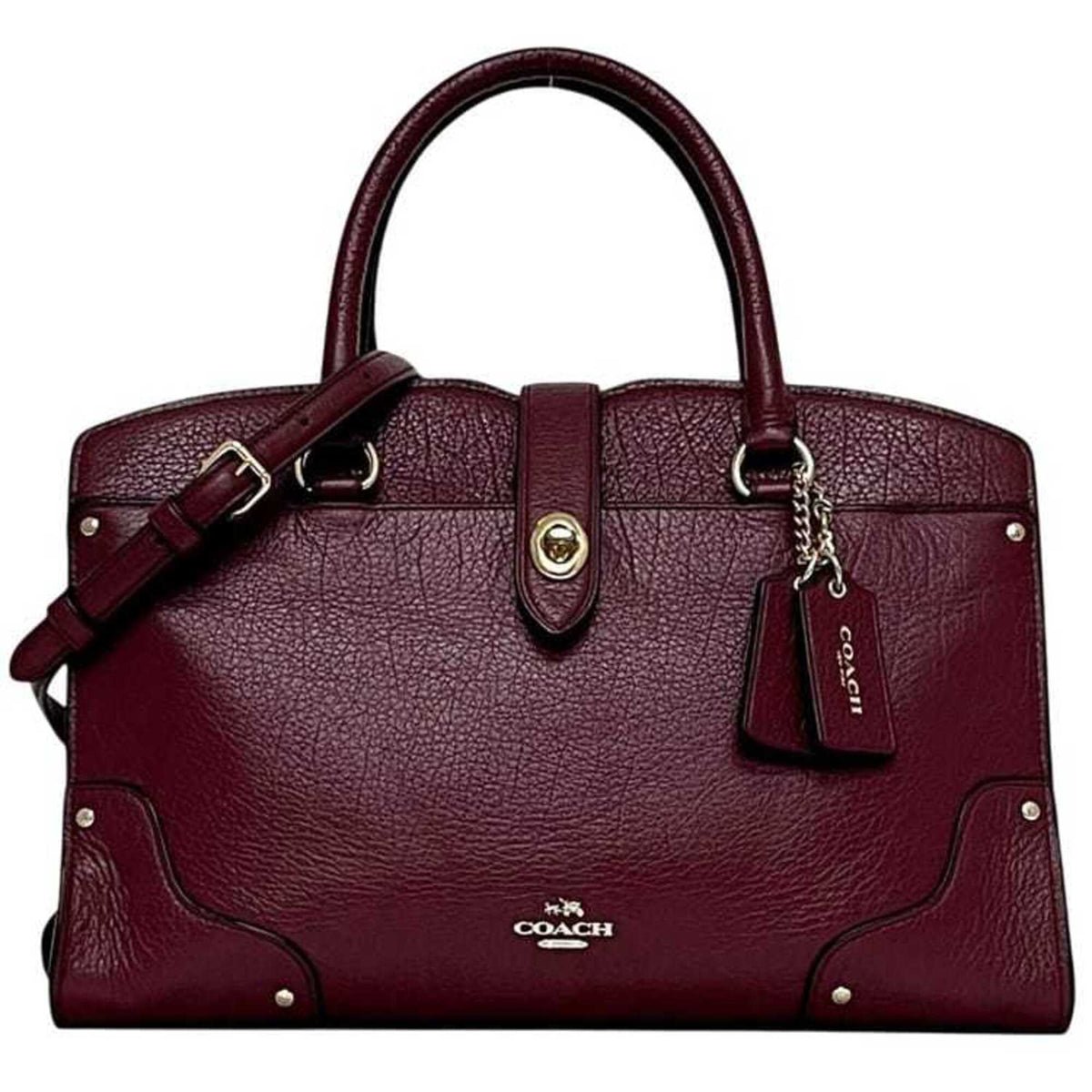 Coach Bordeaux Leather Handbag Shoulder Bag (Pre-Owned)